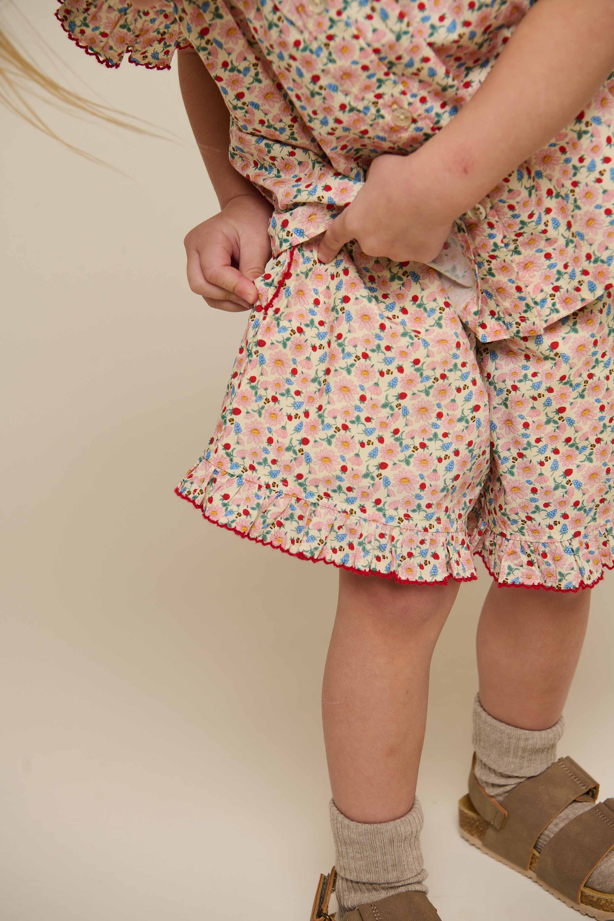 Blomsterprintede poplinshorts - Kids - Rose | 100956 Poppy