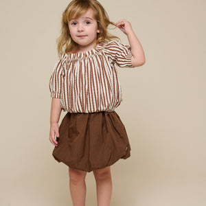 Stribet seersucker top - Kids - Brown | 101191 Nadia