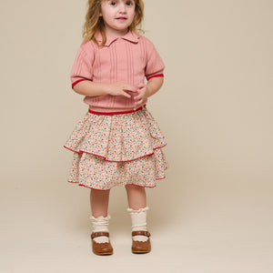 Rosafarvet strikket polo - Kids - Rose | 101241 Helena