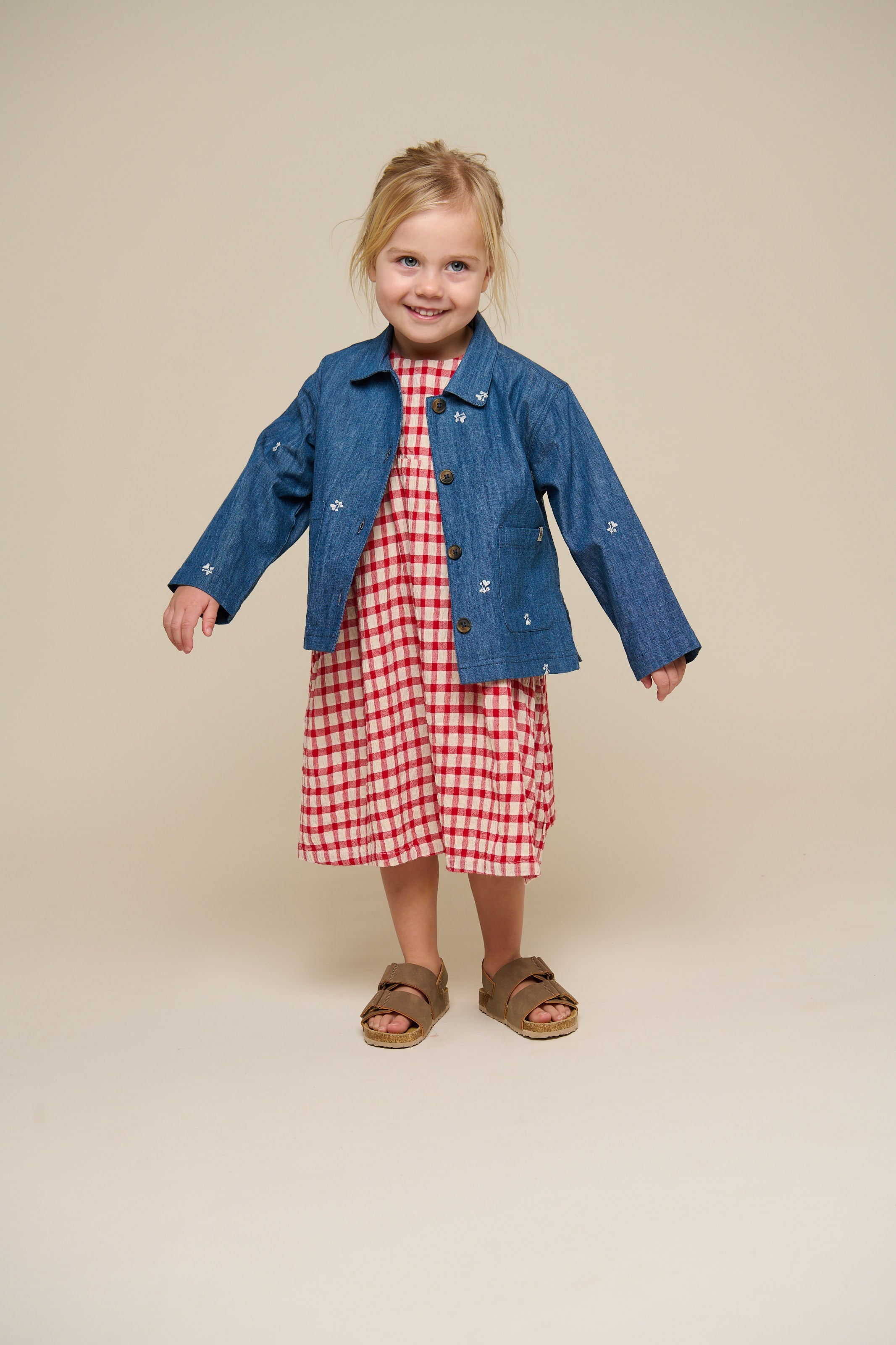 Broderet light-denim skjortejakke - Kids - Blue Denim | 101051 Isabella