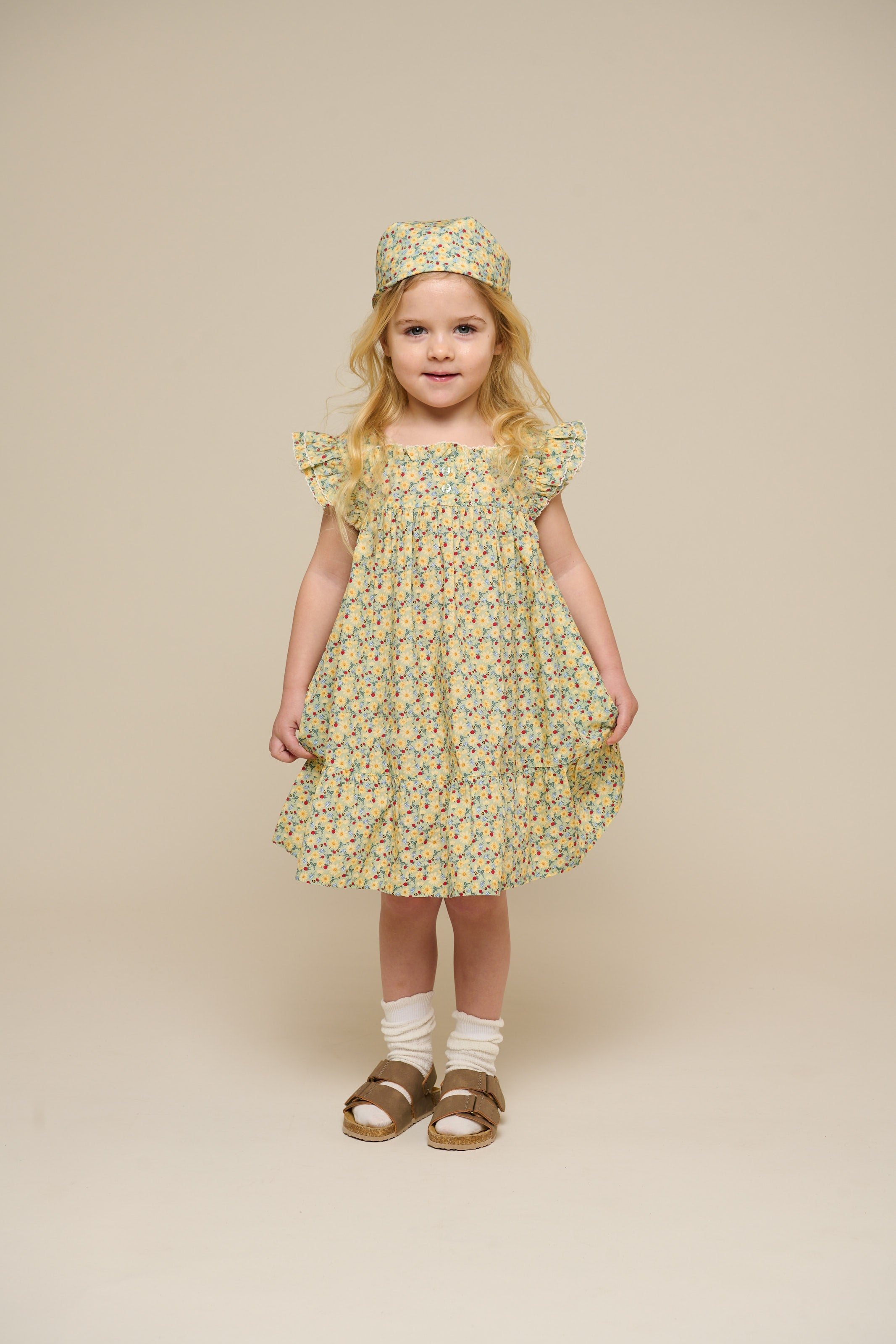 Blomstret poplinkjole - Kids - Green | 100962 Poppy