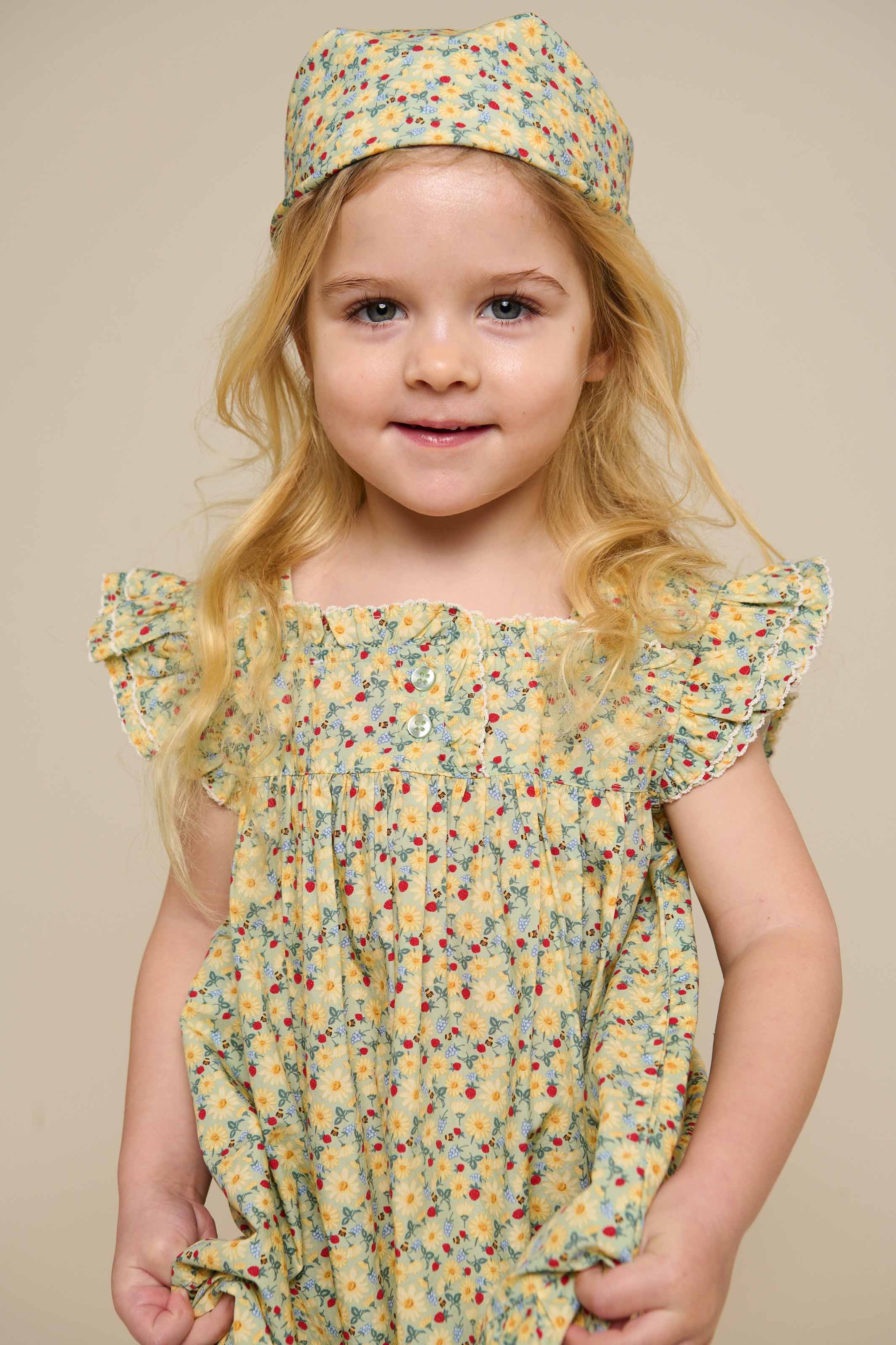 Blomstret poplinkjole - Kids - Green | 100962 Poppy