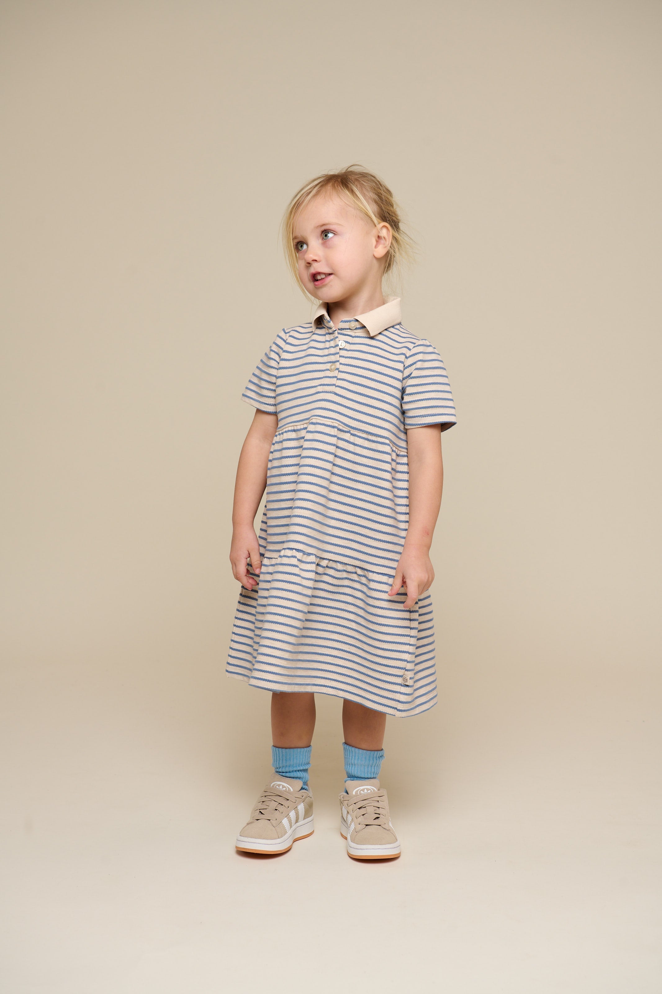 Stribet jersey kjole - Kids - Blue | 101012 Emmie