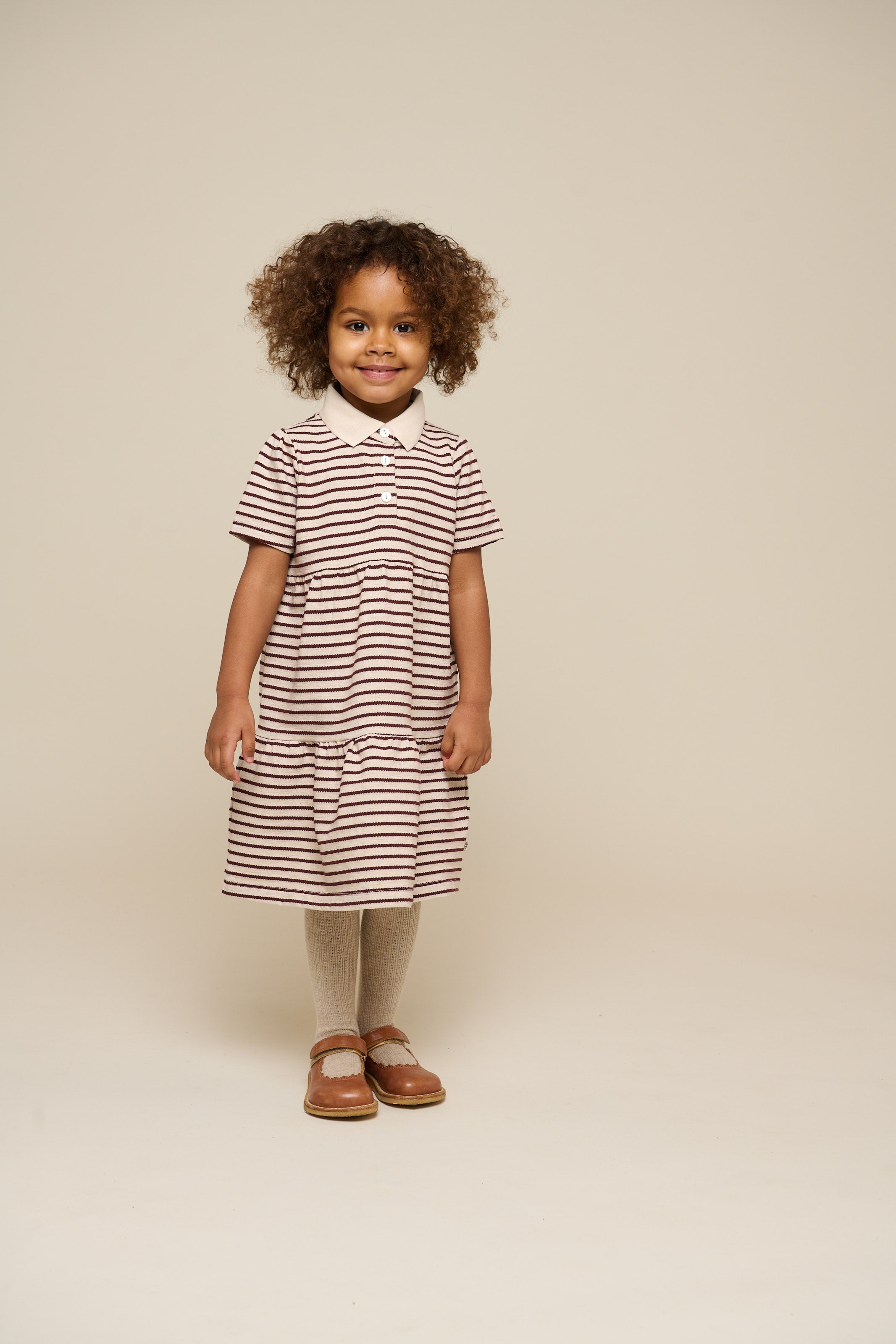 Stribet jersey kjole - Kids - Brown | 101010 Emmie