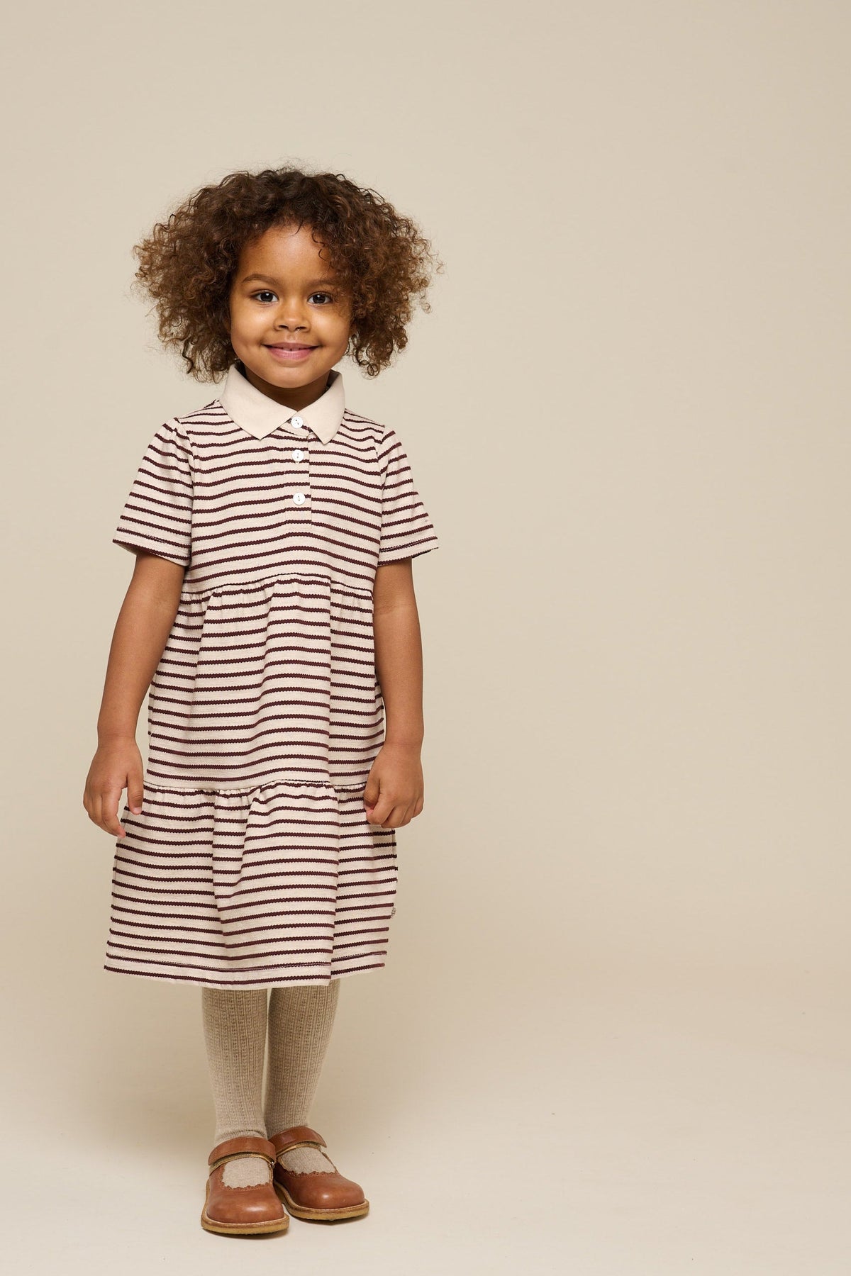 Stribet jersey kjole - Kids - Brown | 101010 Emmie