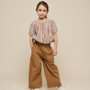 Stribet seersucker top - Tween - Brown | 101192 Nadia