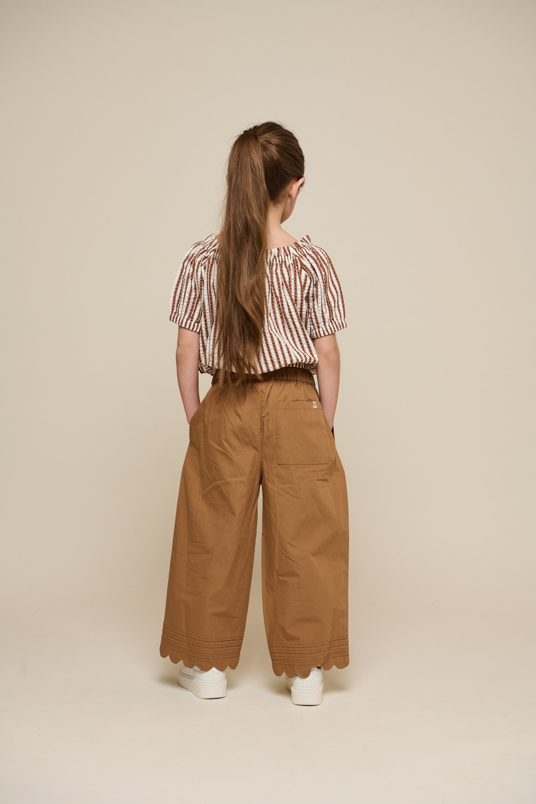 Stribet seersucker top - Tween - Brown | 101192 Nadia