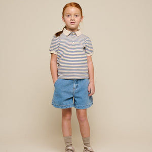Stribet jersey polo - Tween - Blue | 101007 Emmie