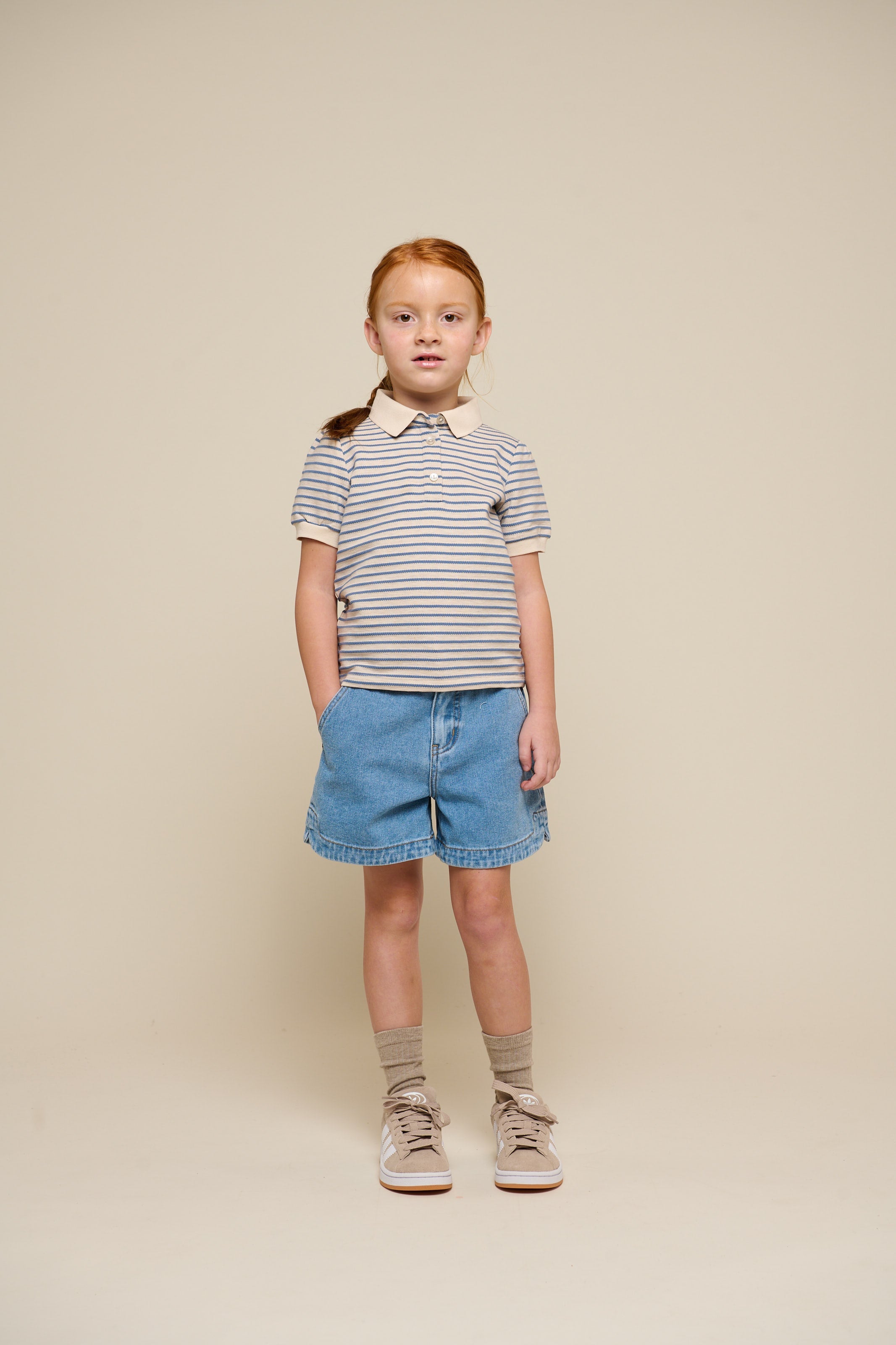 Stribet jersey polo - Tween - Blue | 101007 Emmie