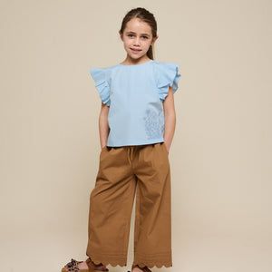 Poplinbluse med broderi - Tween - Powder Blue | 101073 Barbara