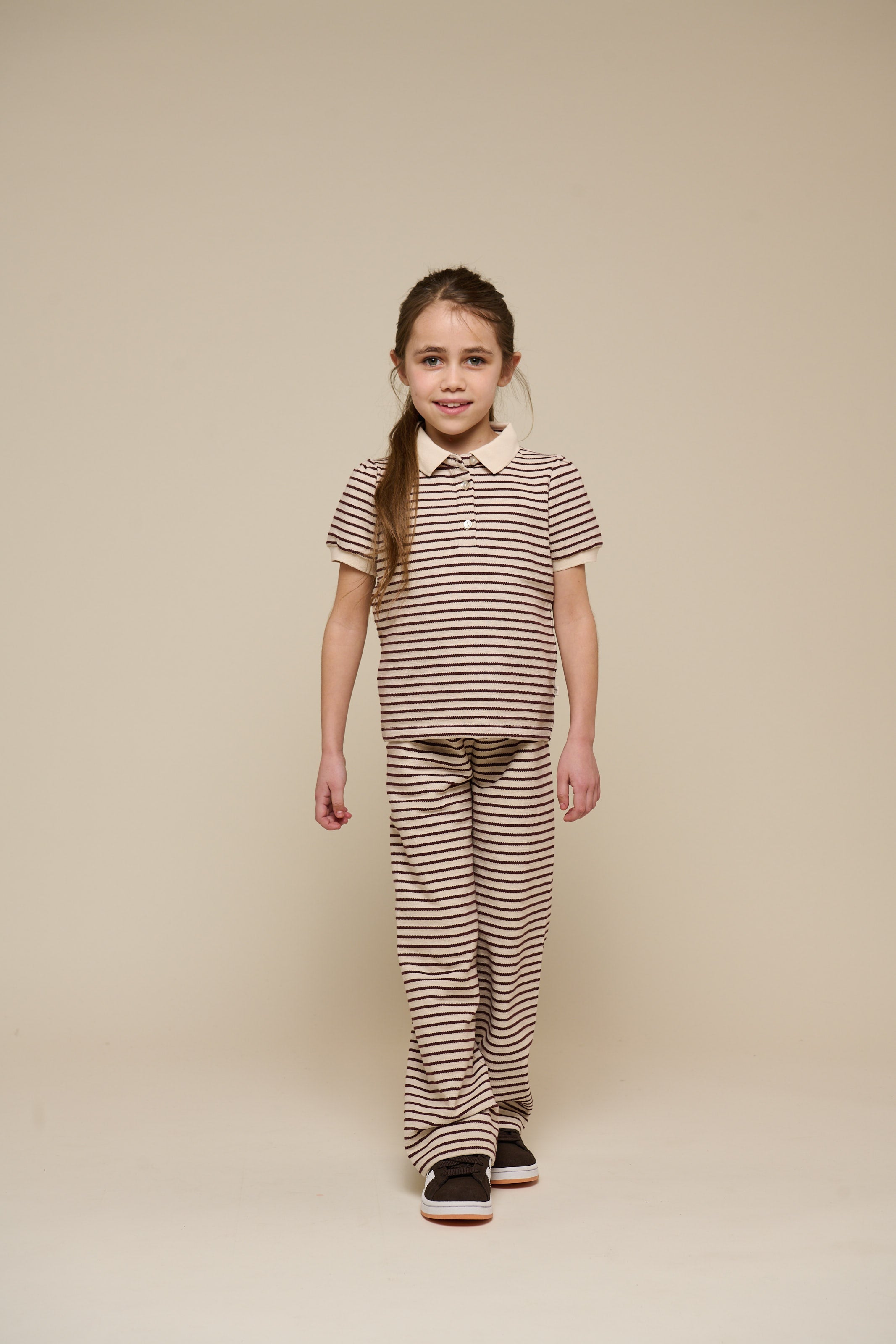 Stribet jersey polo - Tween - Brown | 101005 Emmie