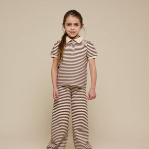 Stribede jersey bukser med vide ben - Tween - Brown | 100997 Emmie