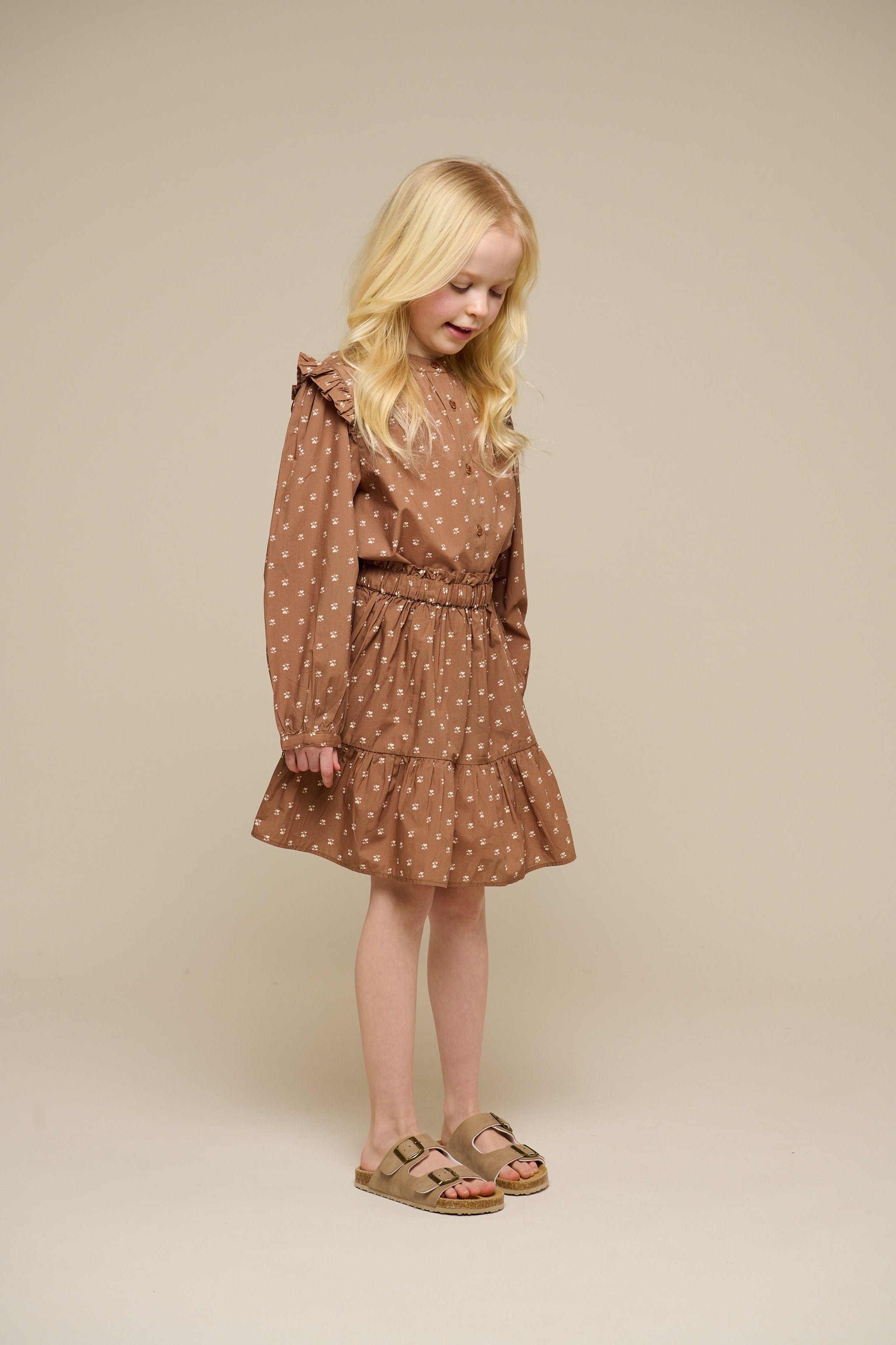 Nederdel i printet poplin - Tween - Coconut | 101086 Camilla