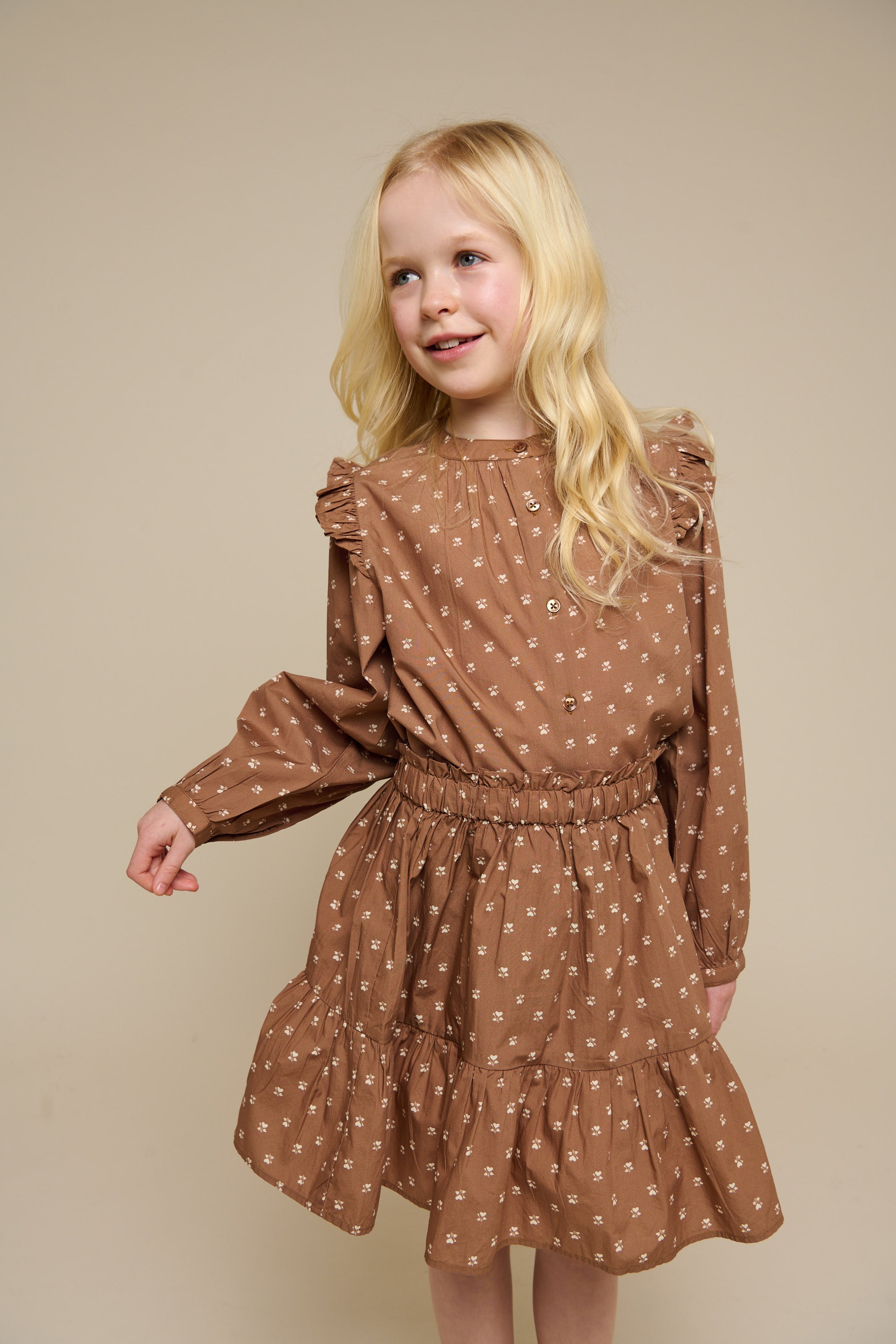 Nederdel i printet poplin - Tween - Coconut | 101086 Camilla