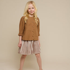Stribet seersucker nederdel - Tween - Brown | 101194 Nadia