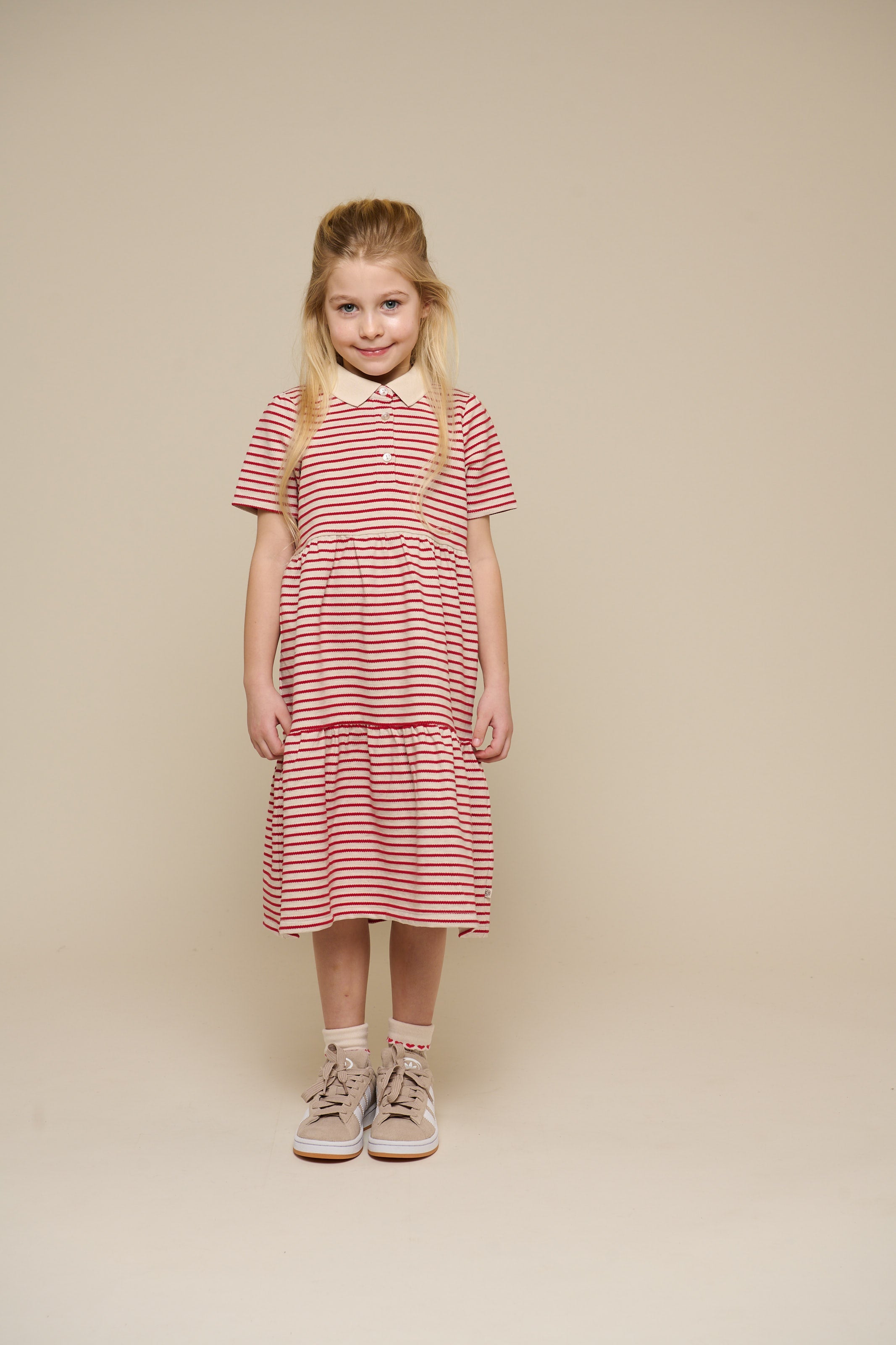 Stribet jersey kjole - Tween - Cherry Red | 101009 Emmie