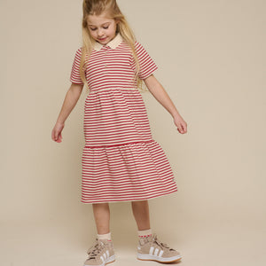 Stribet jersey kjole - Tween - Cherry Red | 101009 Emmie