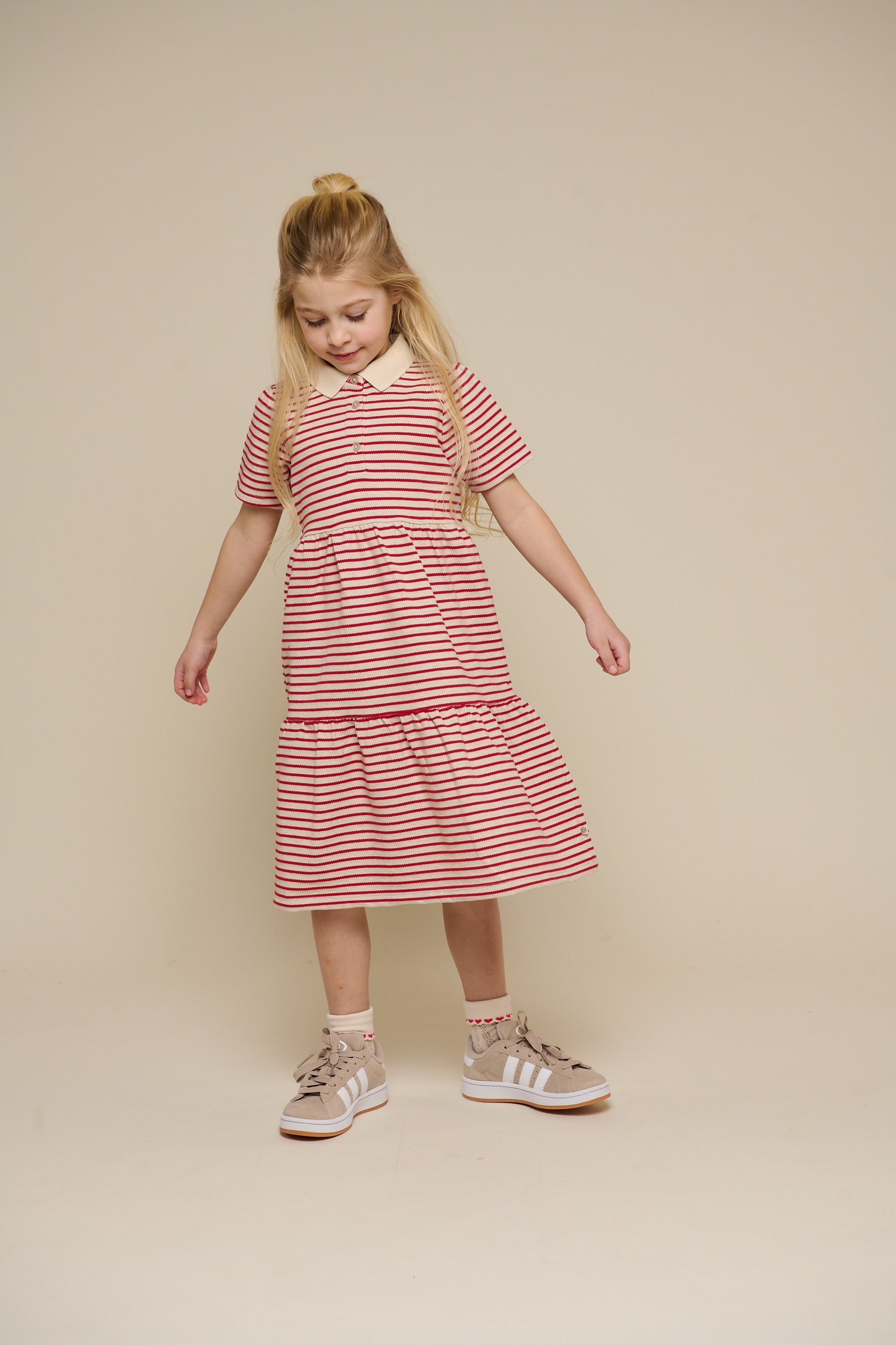 Stribet jersey kjole - Tween - Cherry Red | 101009 Emmie