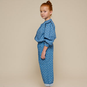 Poplinbukser med print - Tween - Dusty Blue | 101089 Camilla