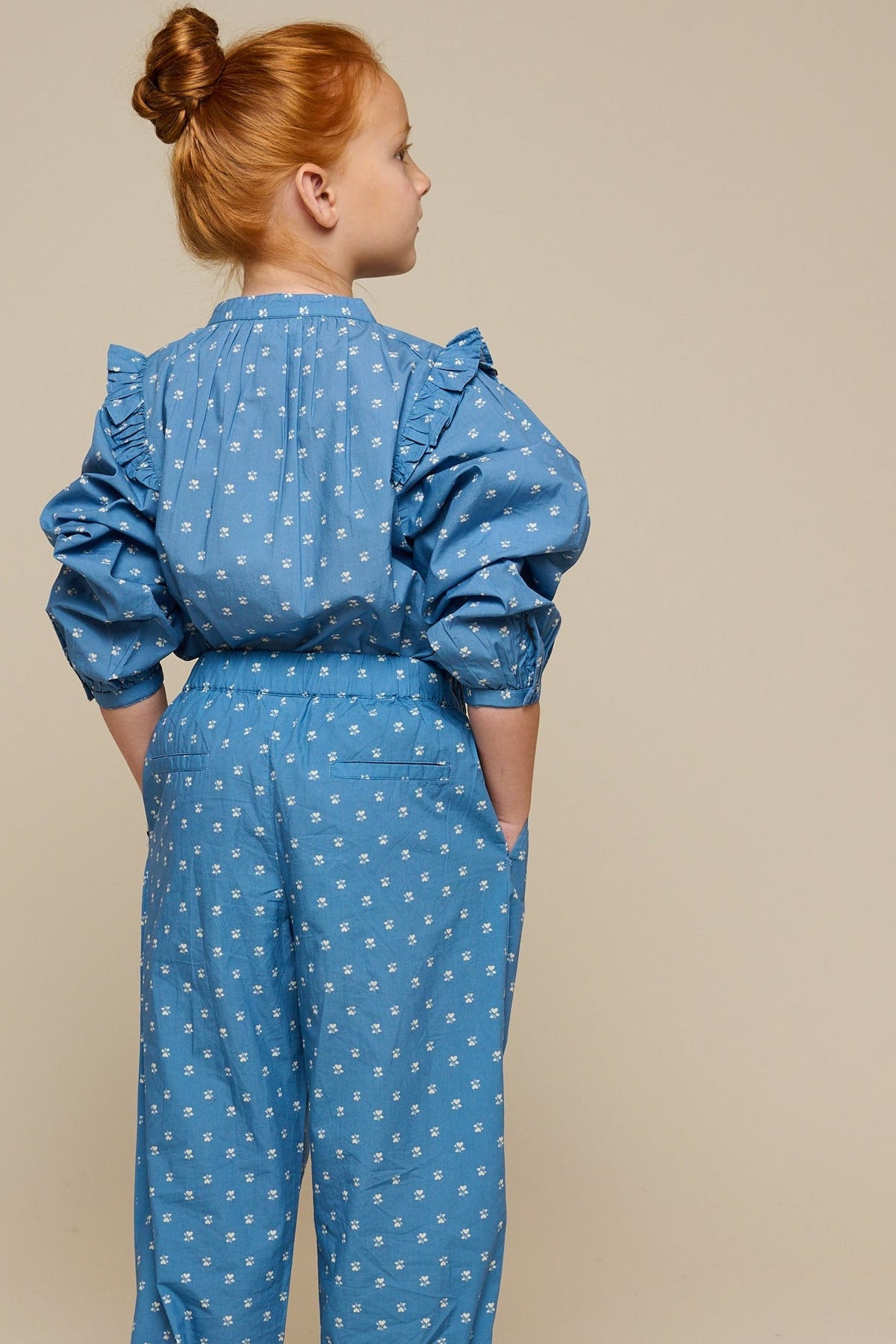 Poplinbukser med print - Tween - Dusty Blue | 101089 Camilla