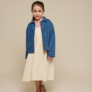 Broderet light-denim skjortejakke - Tween - Blue Denim | 101082 Isabella