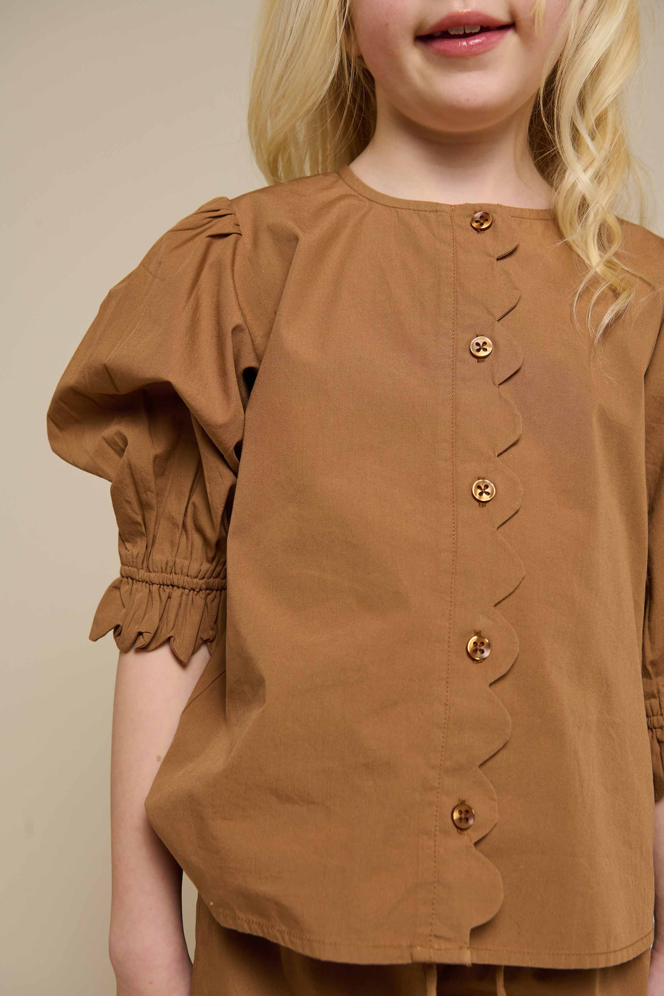 Poplinbluse med muslingekant - Tween - Coconut | 101077 Joy