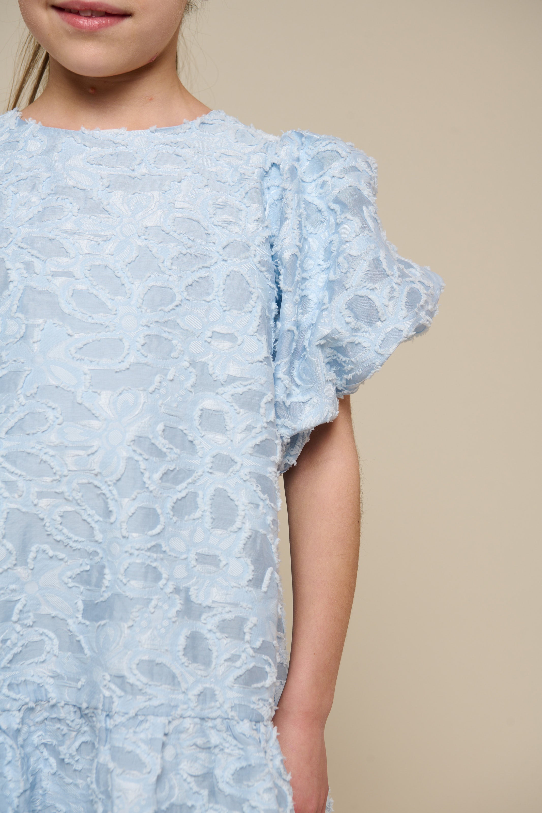 Jacquardkjole i bomuldsblanding - Tween - Light Blue | 100995 Giselle