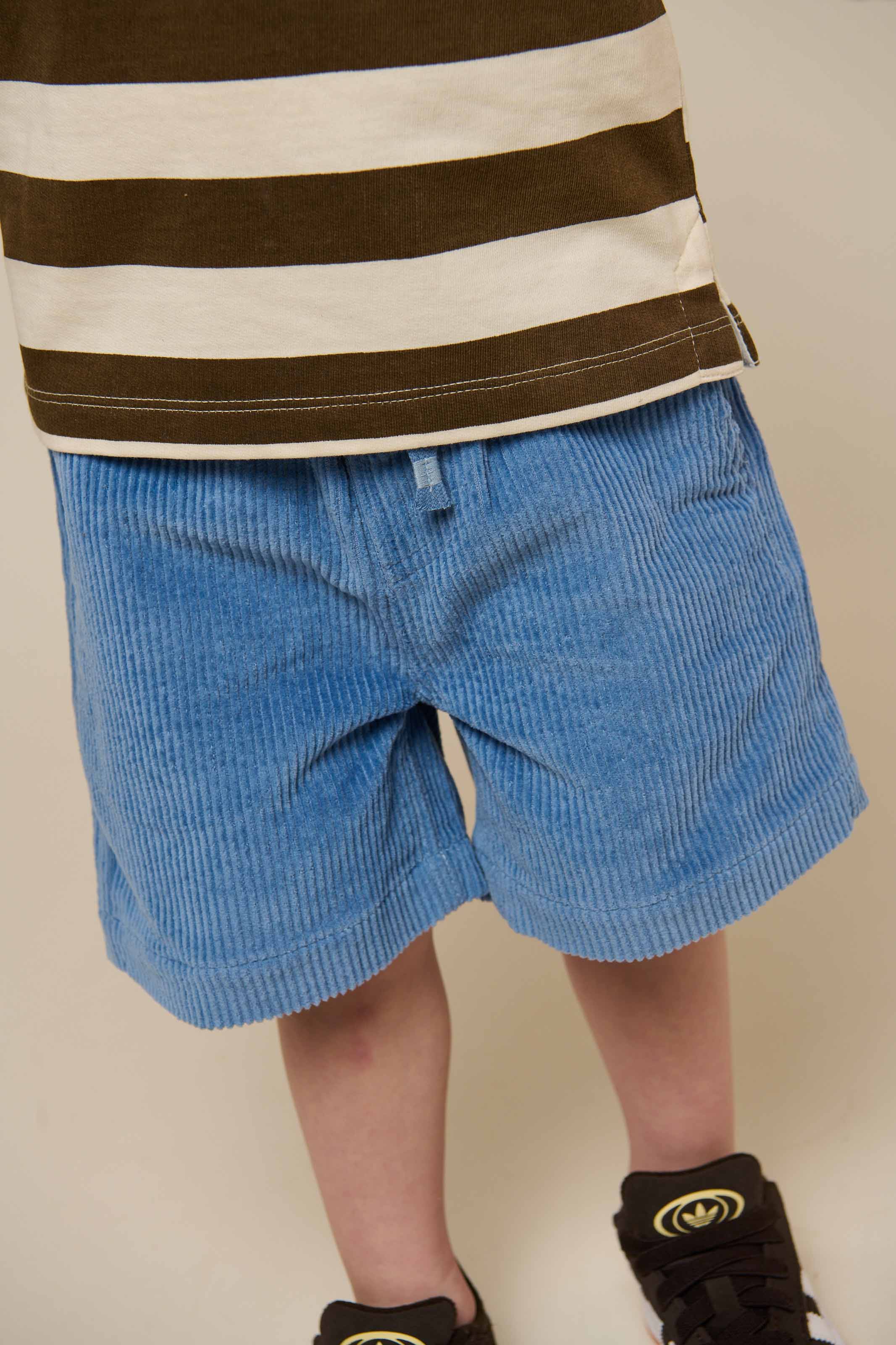 Pull-on fløjlsshorts - Kids - Dusty Blue | 101100 Tobias