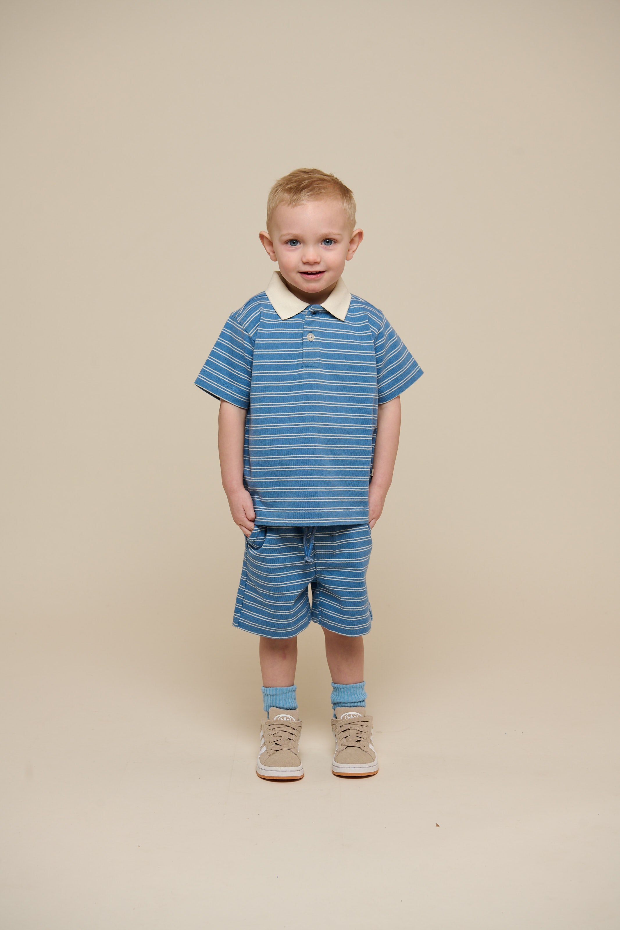 Stribet jersey poloshirt - Kids - Dusty Blue | 101175 Otto