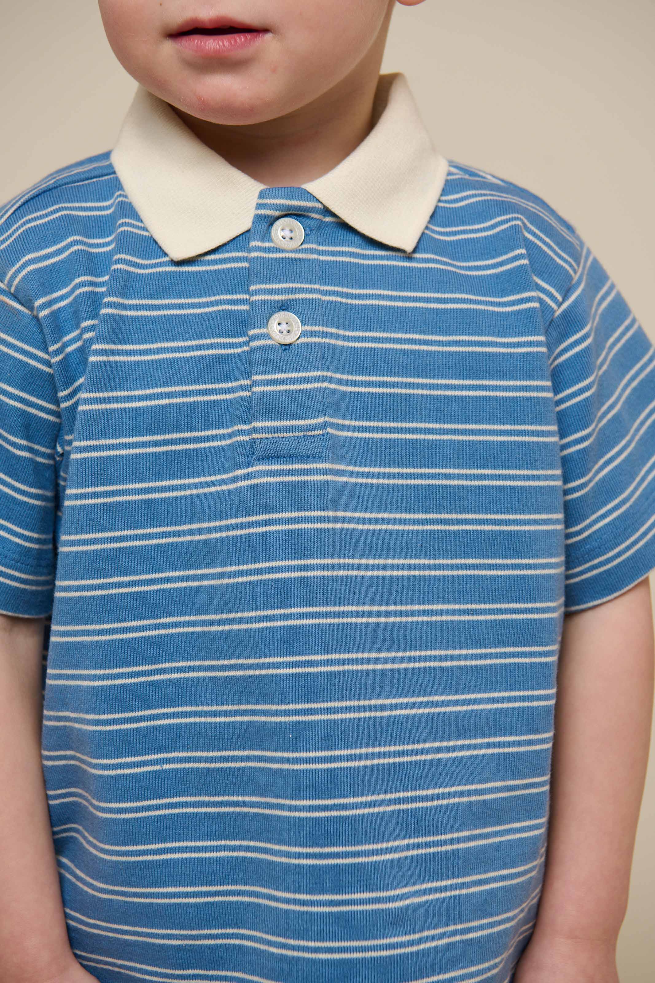 Stribet jersey poloshirt - Kids - Dusty Blue | 101175 Otto