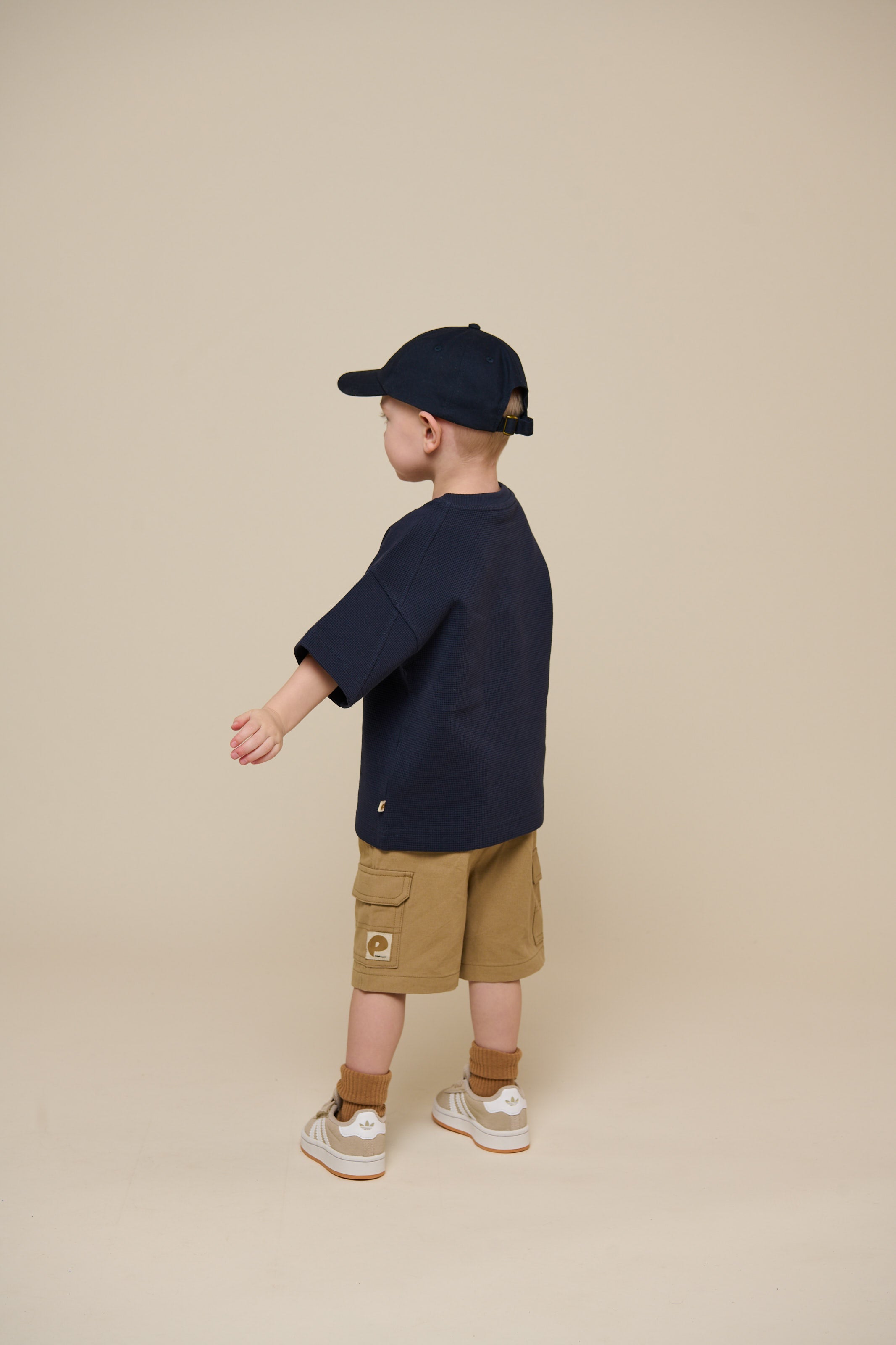 Vaffelstrikket T-shirt - Kids - Navy | 101152 Evan