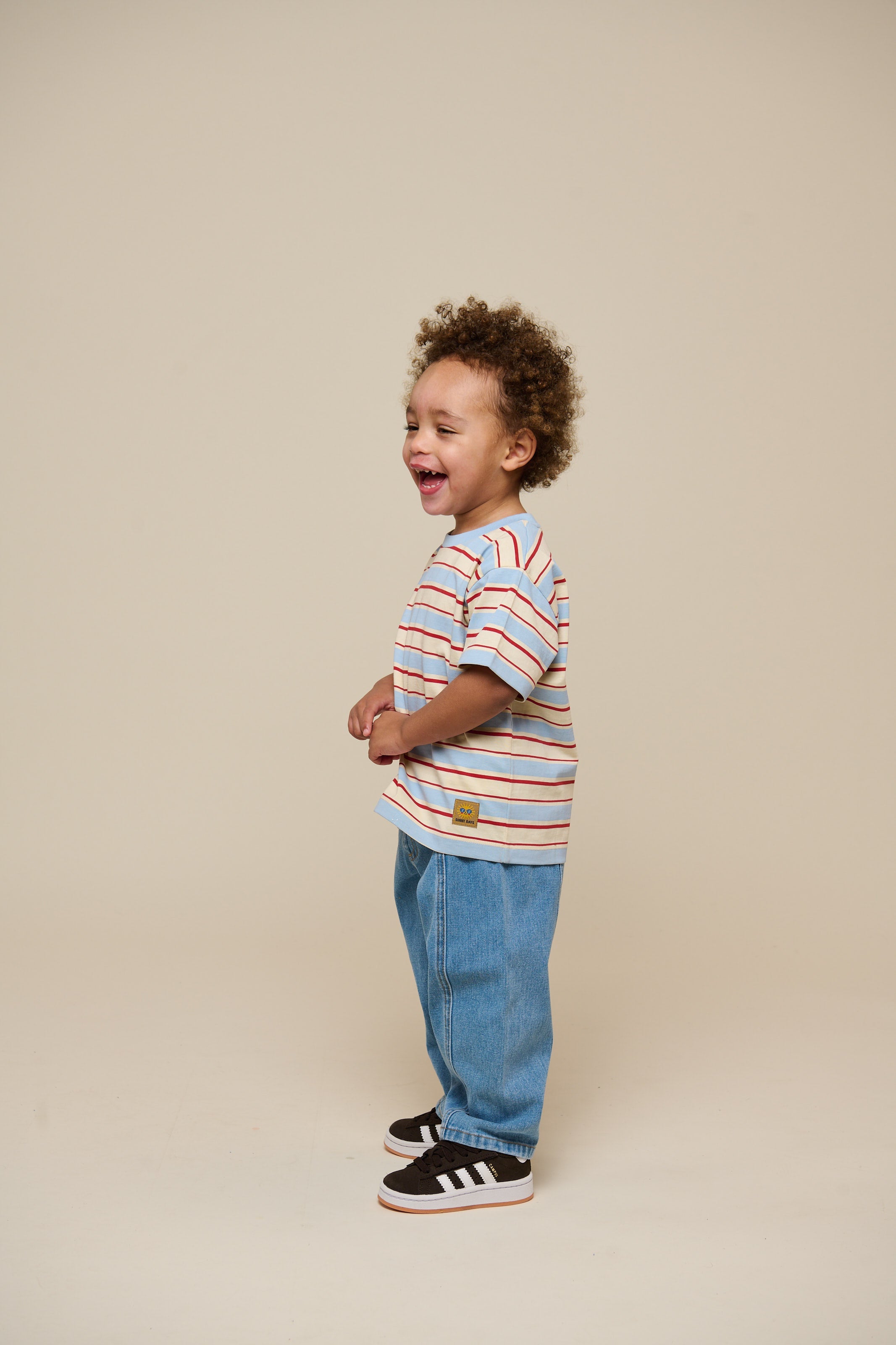 Retro stribet T-shirt - Kids - Powder Blue | 101275 Steven