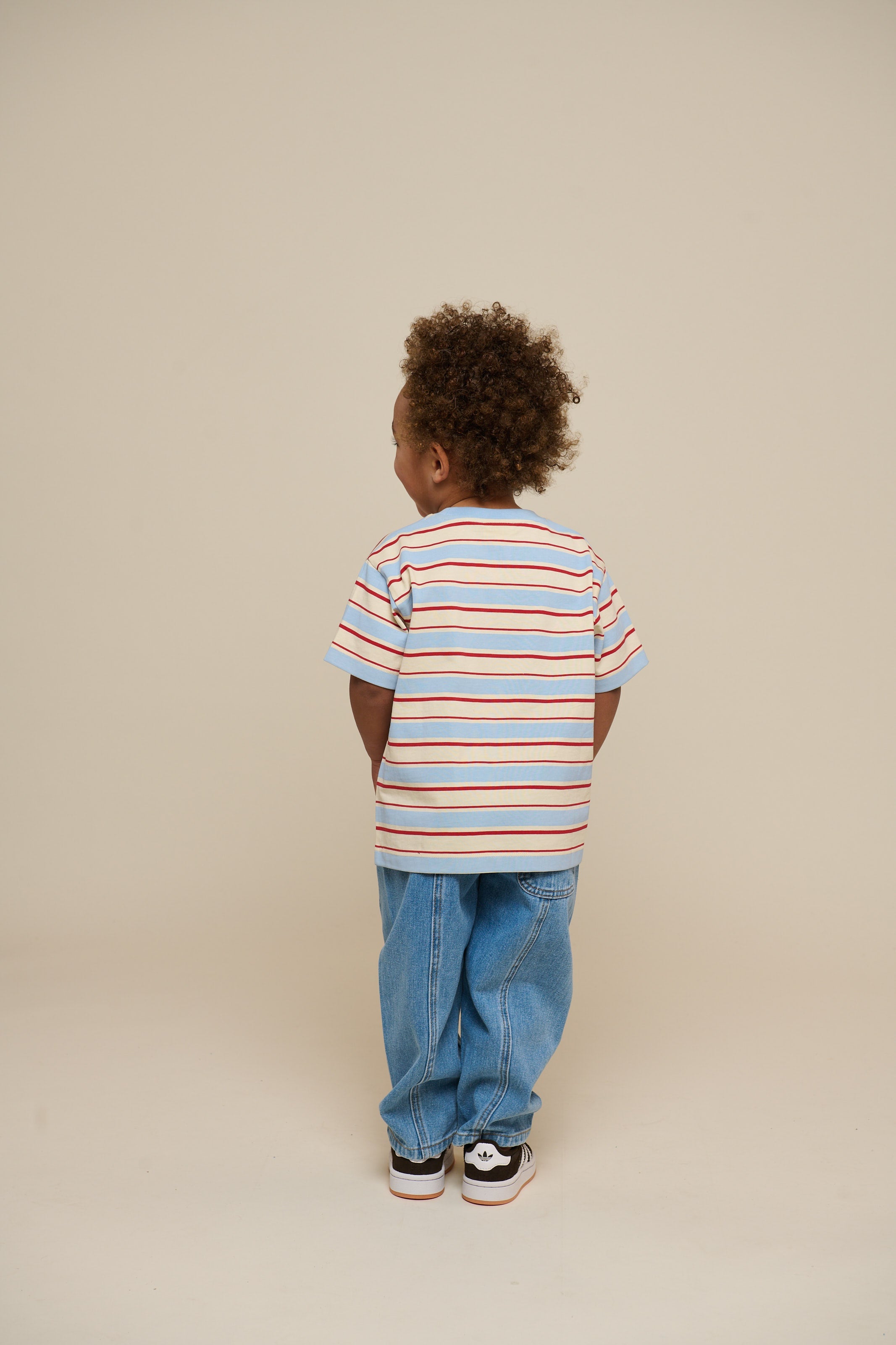 Retro stribet T-shirt - Kids - Powder Blue | 101275 Steven