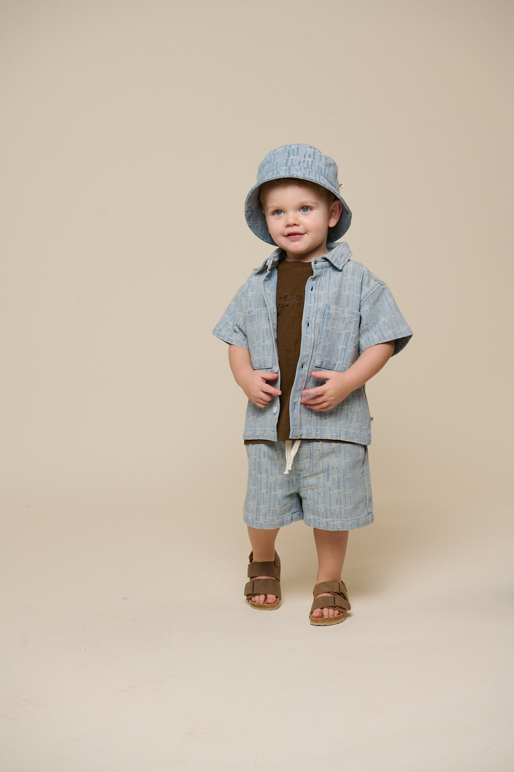 Baggy jacquardvævede denimshorts - Kids - Blue Denim | 101059 Kyle