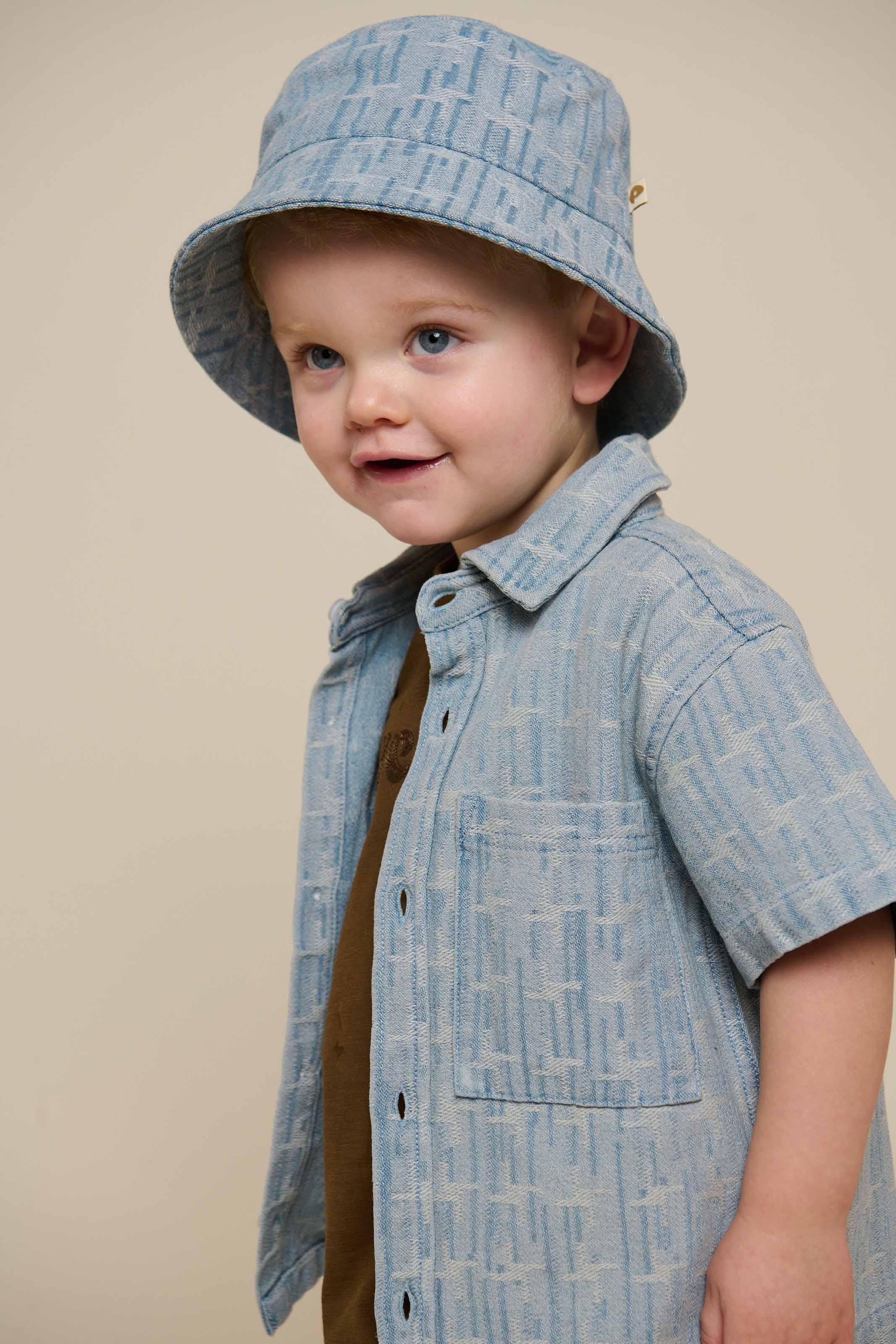 Bøllehat i jacquardvævet denim - Kids - Blue Denim | 101094 Kyle