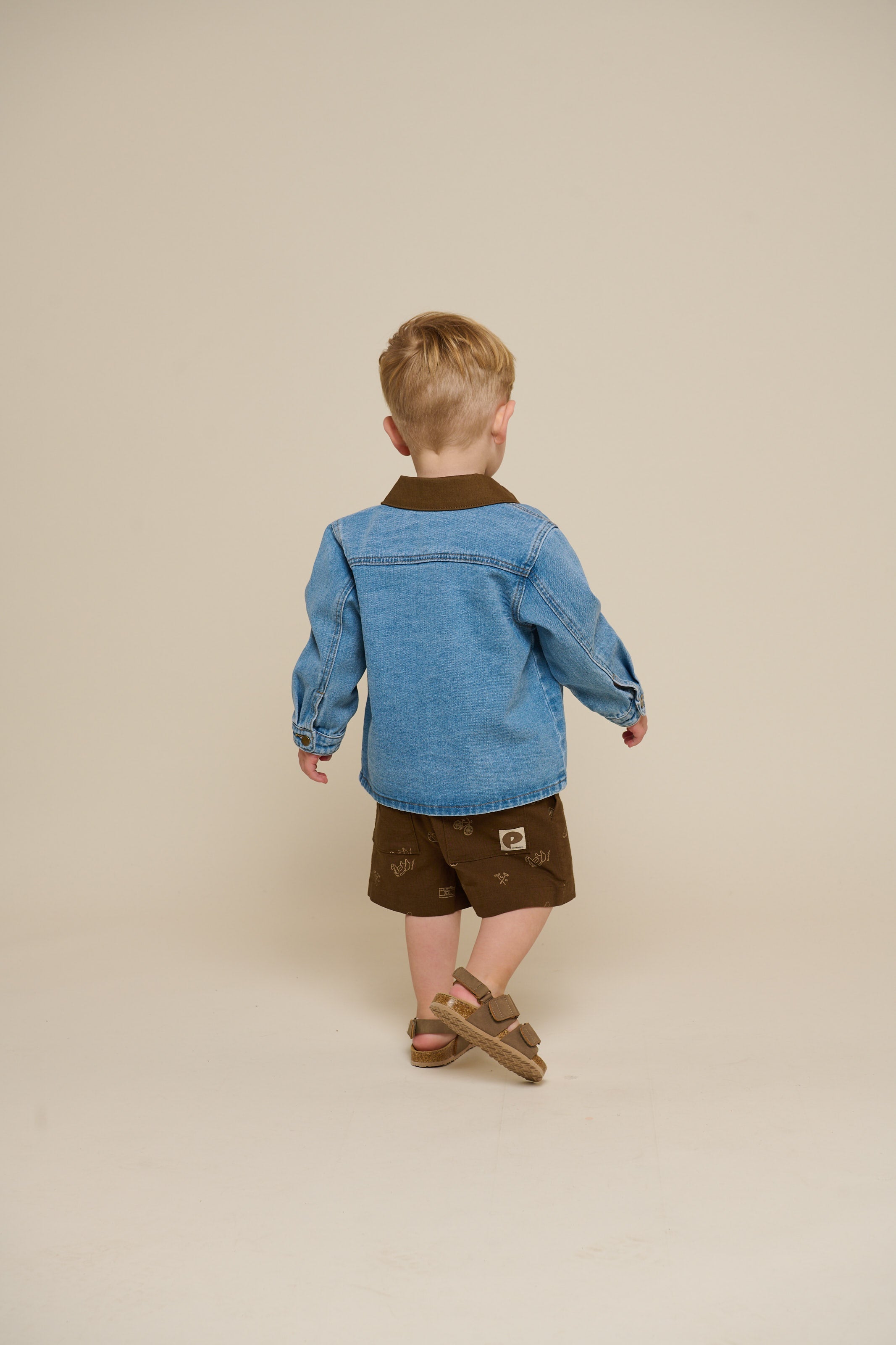 Printede shorts i hørmix - Kids - Dark Brown | 101171 William
