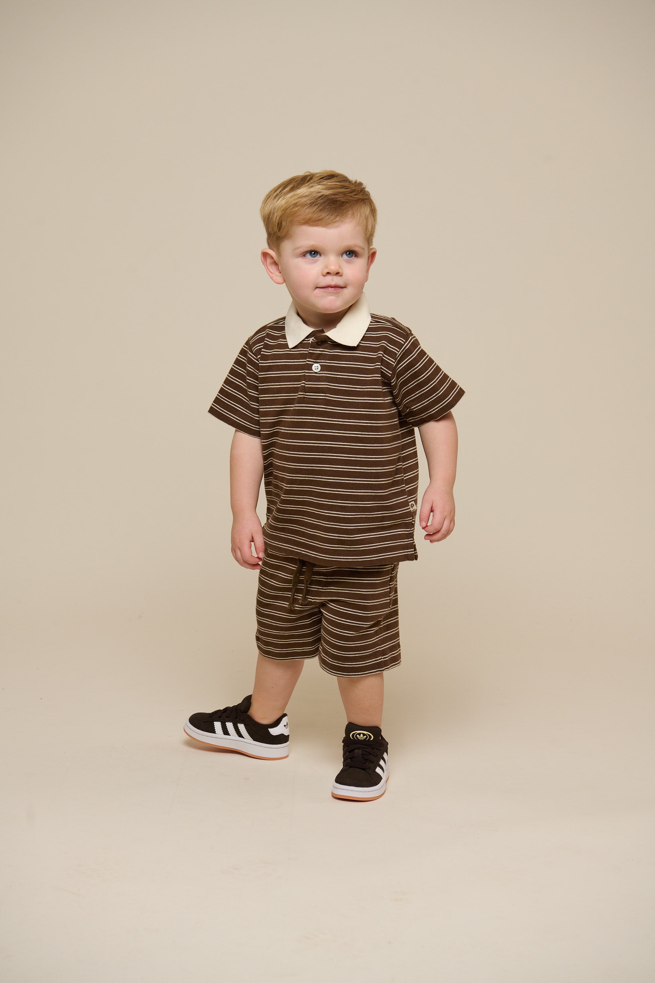 Stribede jersey shorts - Kids - Dark Brown | 101181 Otto
