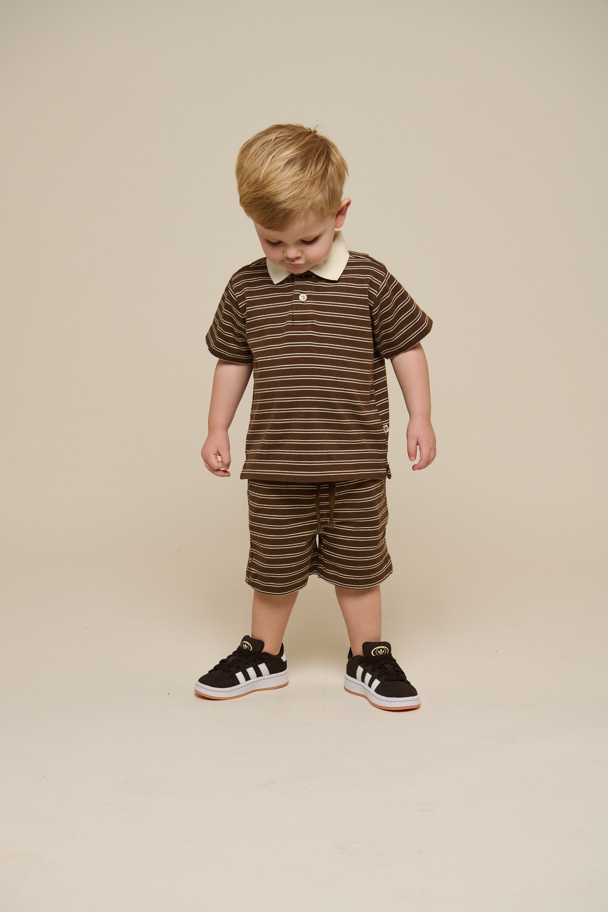 Stribede jersey shorts - Kids - Dark Brown | 101181 Otto