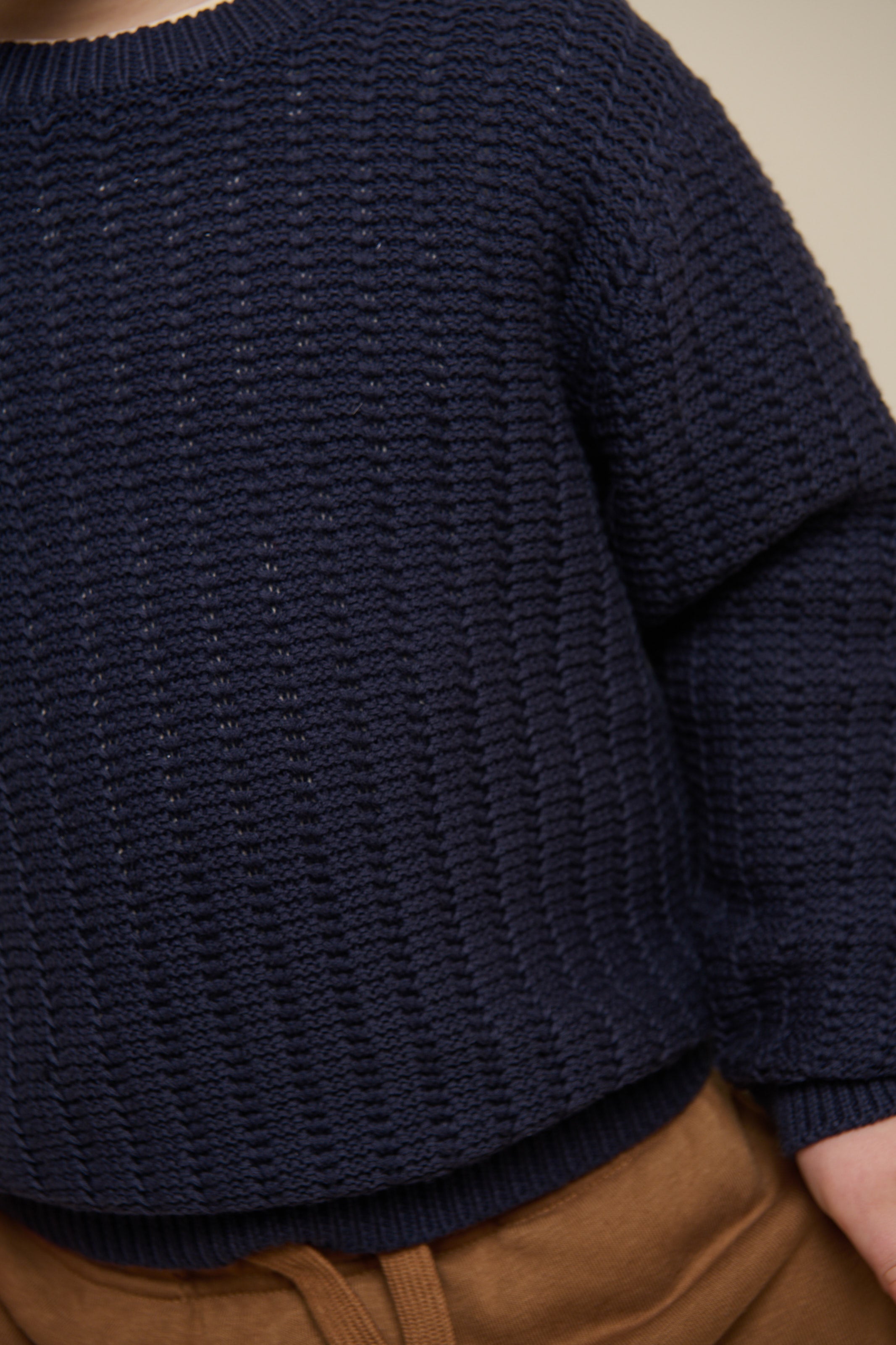Ensfarvet strik - Kids - Navy | 101281 Brady