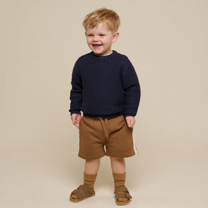 Ensfarvet strik - Kids - Navy | 101281 Brady
