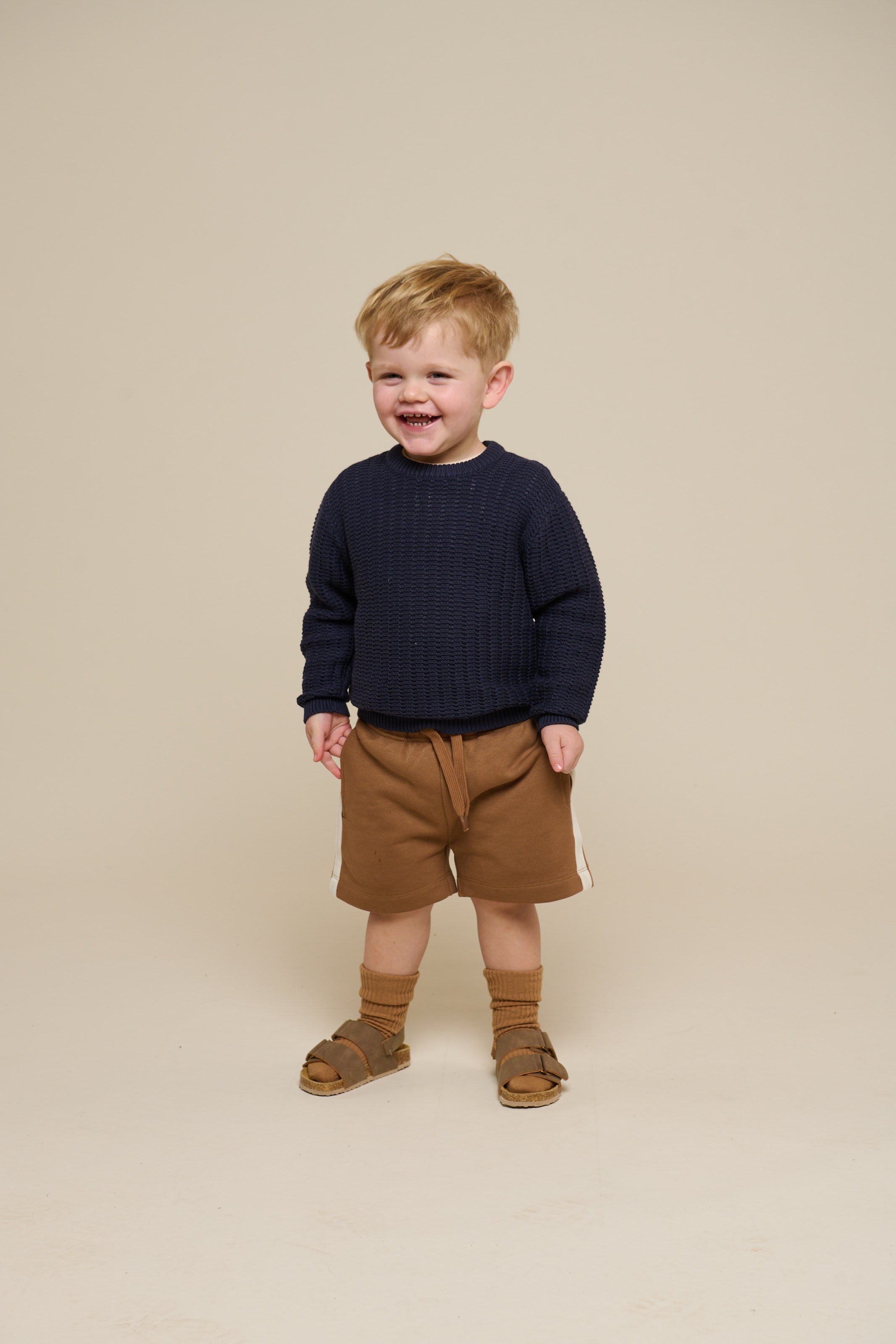 Ensfarvet strik - Kids - Navy | 101281 Brady