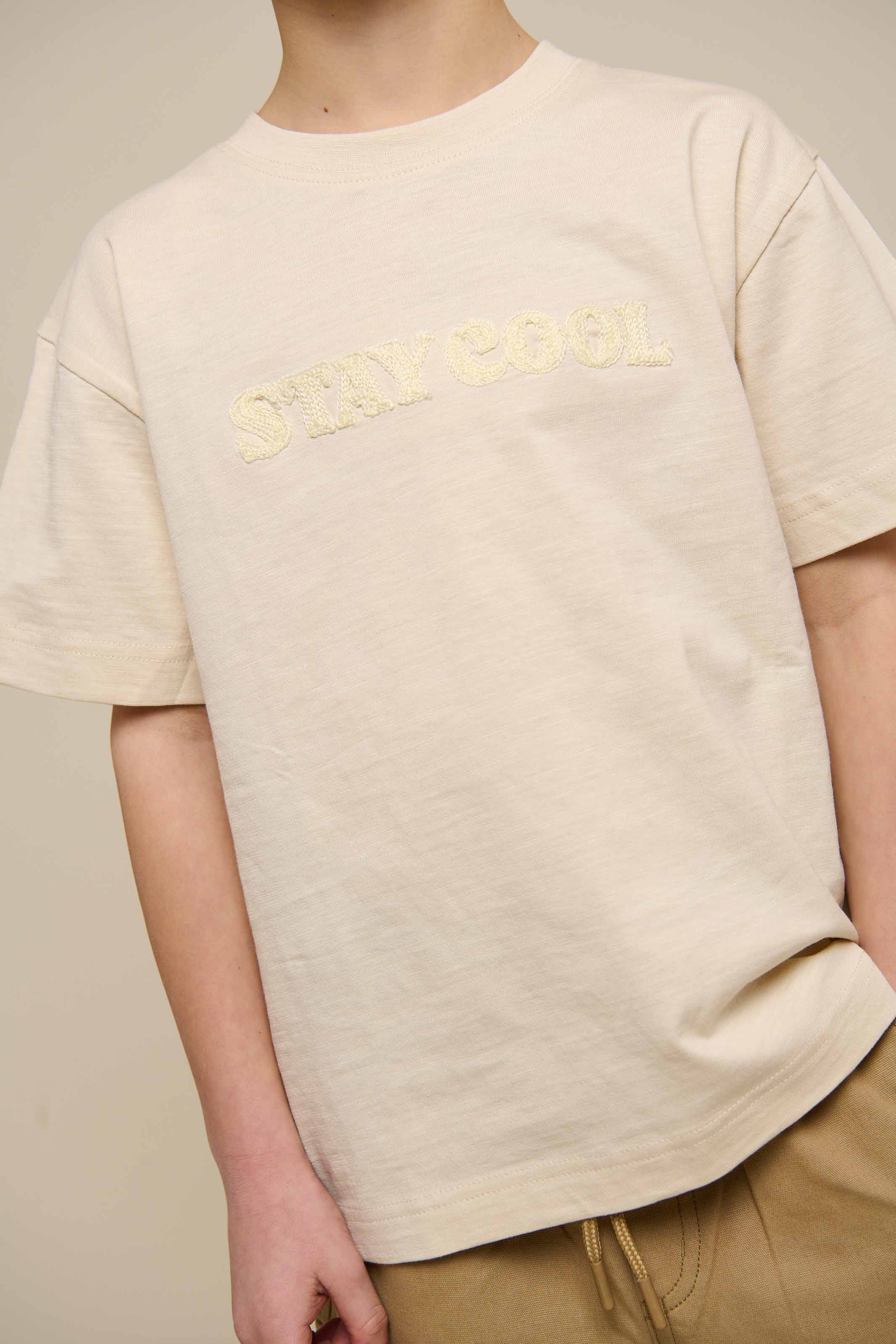 Slub jersey T-shirt med broderi - Tween - Offwhite | 101160 Villum