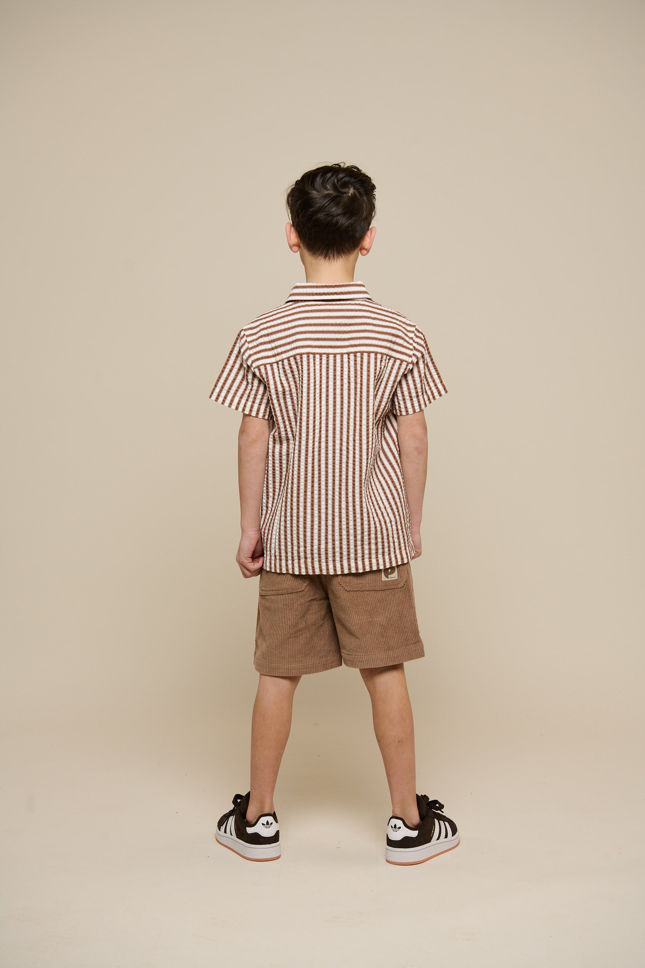 Stribet seersucker skjorte - Tween - Brown | 101186 Frank