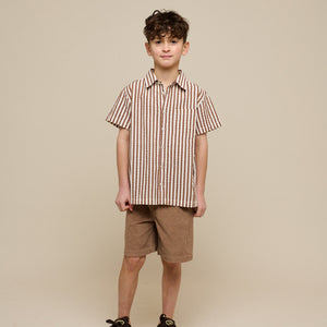 Stribet seersucker skjorte - Tween - Brown | 101186 Frank