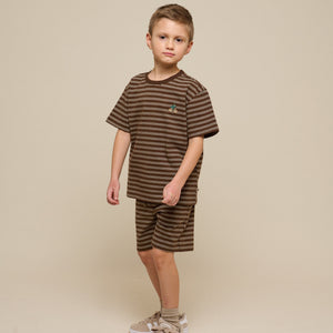 Stribet T-shirt - Tween - Dark Brown | 101178 Otto
