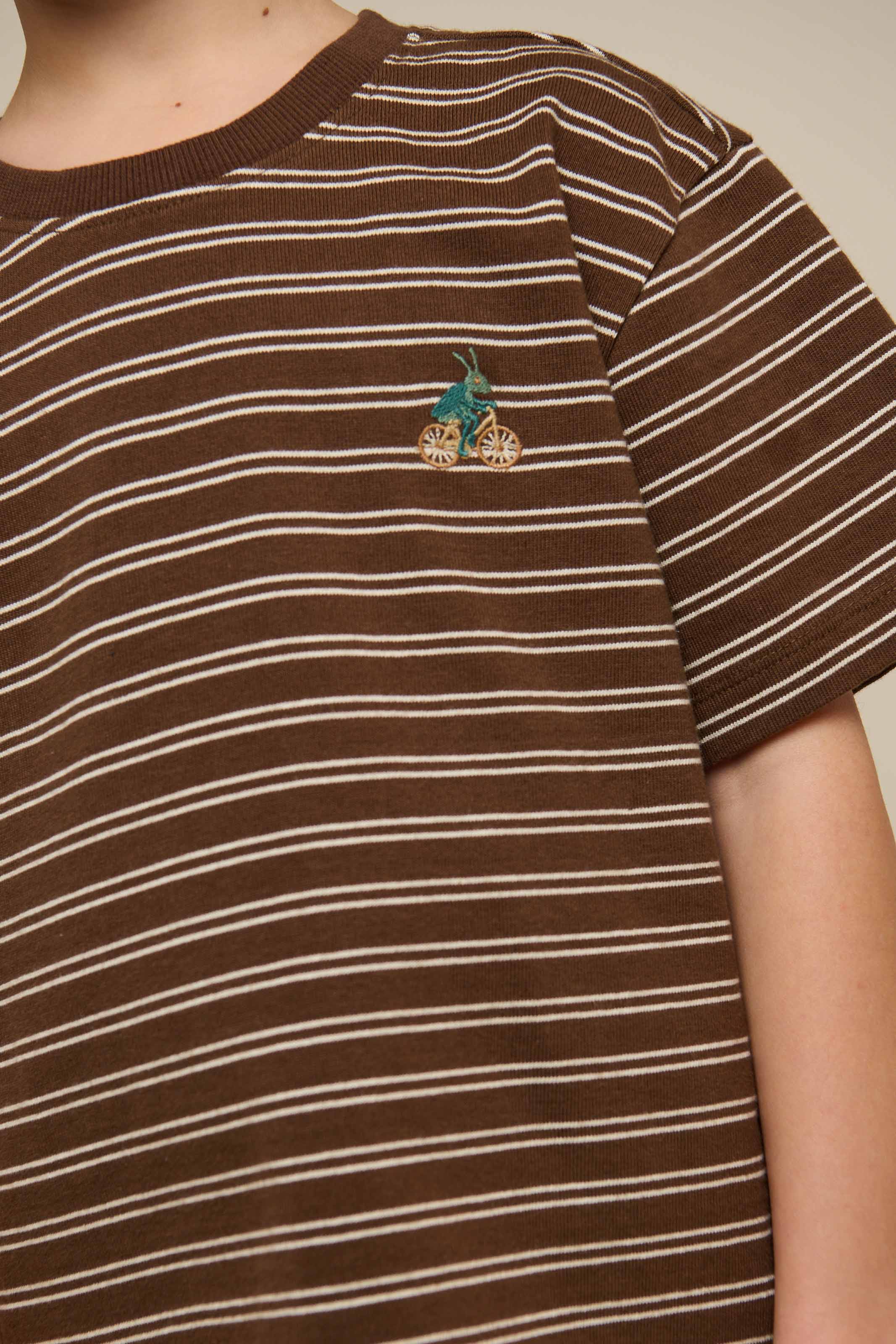 Stribet T-shirt - Tween - Dark Brown | 101178 Otto
