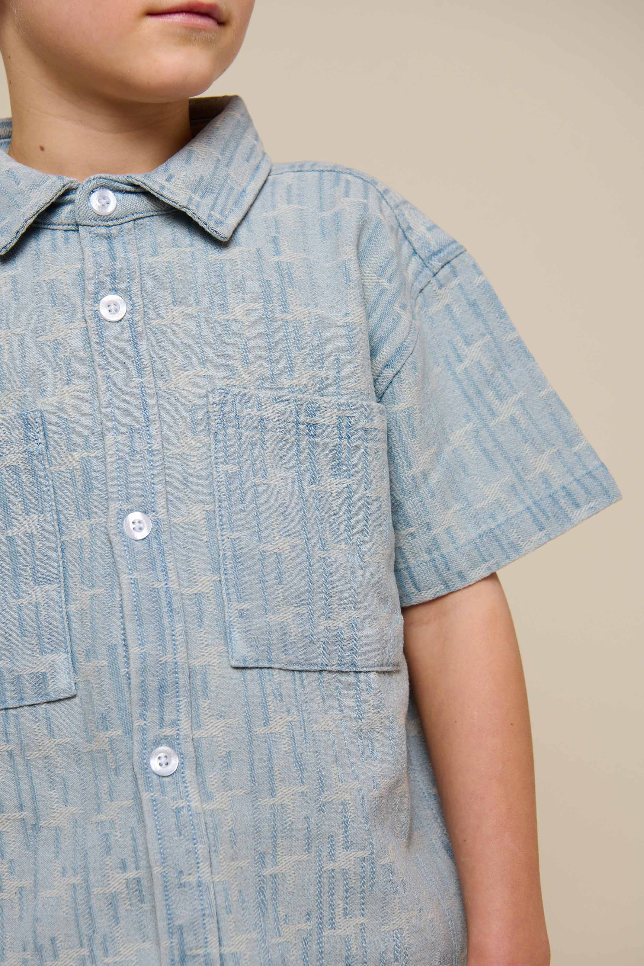Kortærmet skjortejakke i jacquardvævet denim - Tween - Blue Denim | 101093 Kyle