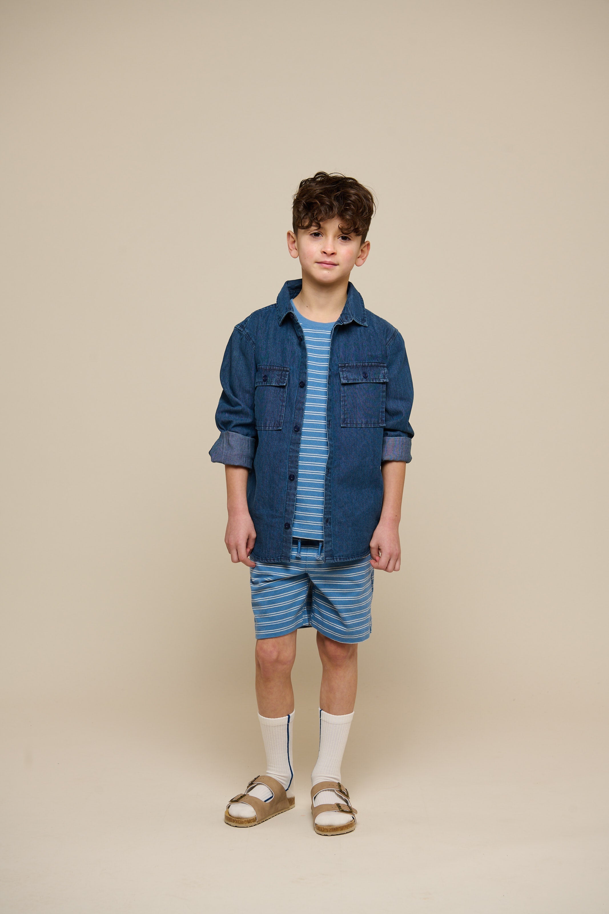 Stribede jersey shorts - Tween - Dusty Blue | 101184 Otto