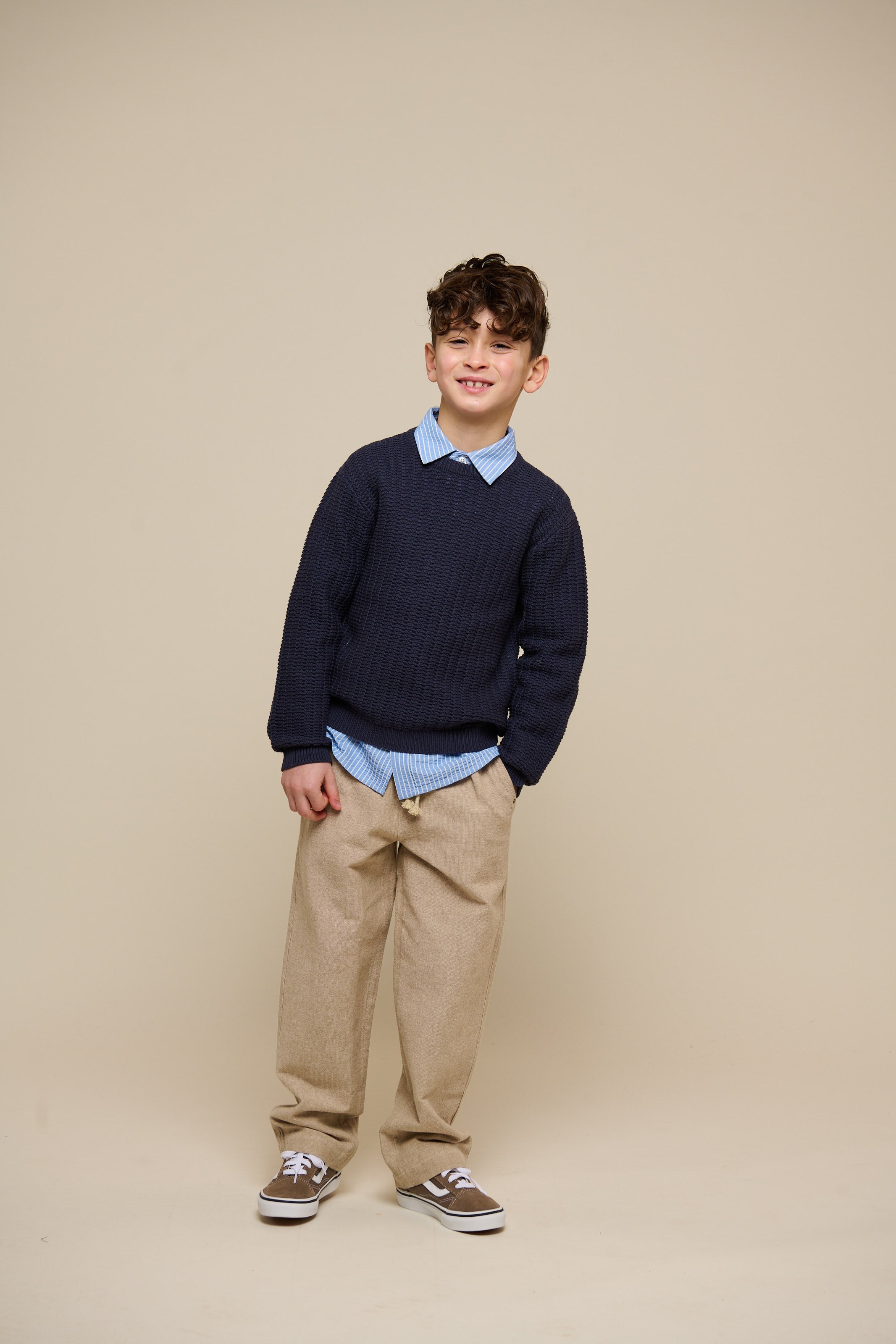 Ensfarvet strik - Tween - Navy | 101282 Brady