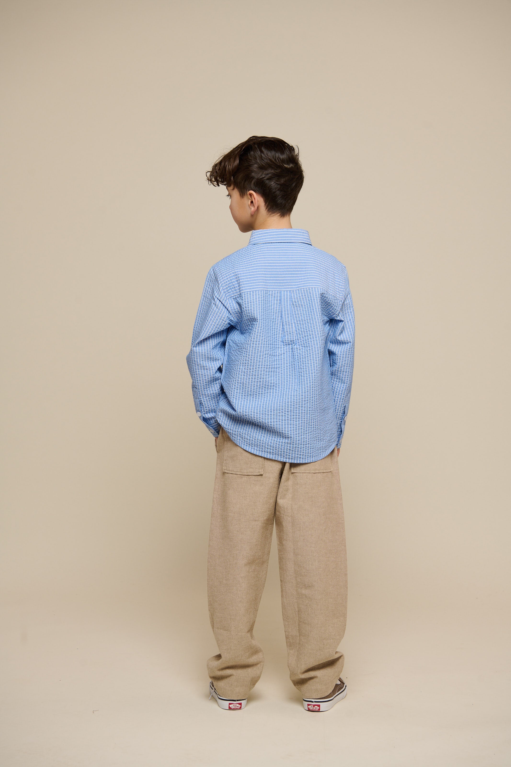 Stribet seersucker skjorte - Tween - Blue Stripe | 101347 Patrick